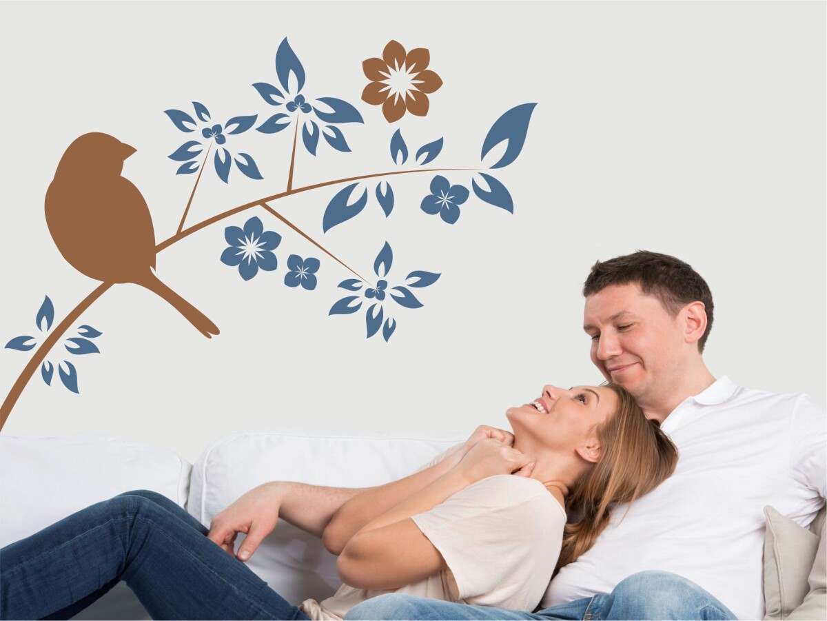 Wandtattoo Vogel auf Ast, für die Wand oder Glasscheibe