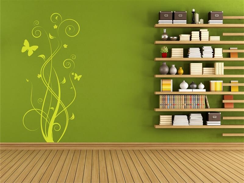 Wandtattoo Schmetterling mit Blumenranke