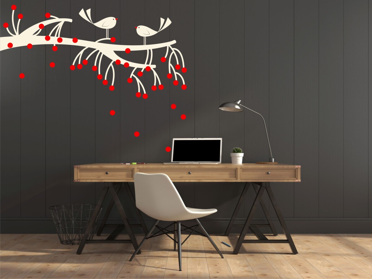 Wandtattoo Kirschbaum, zweifarbig