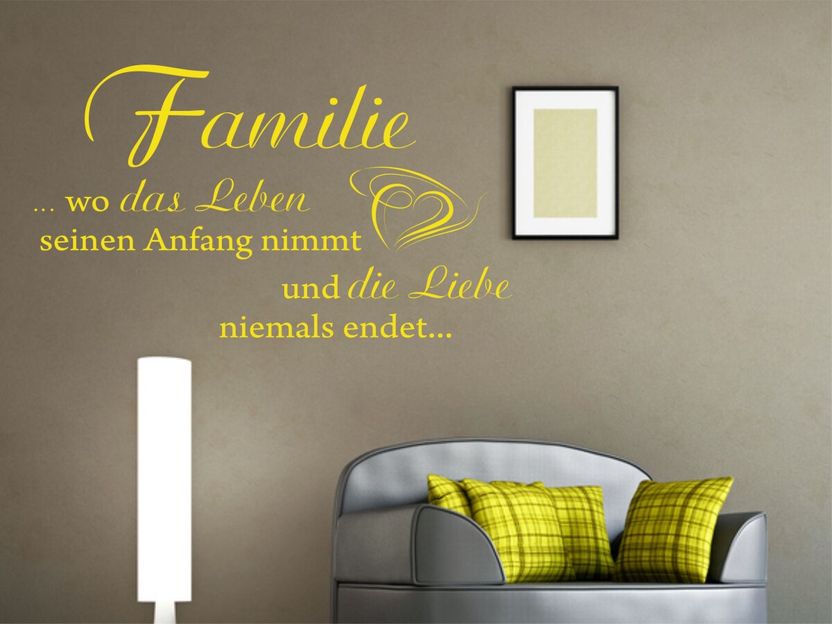 Wandtattoo 'Familie, wo das Leben..'