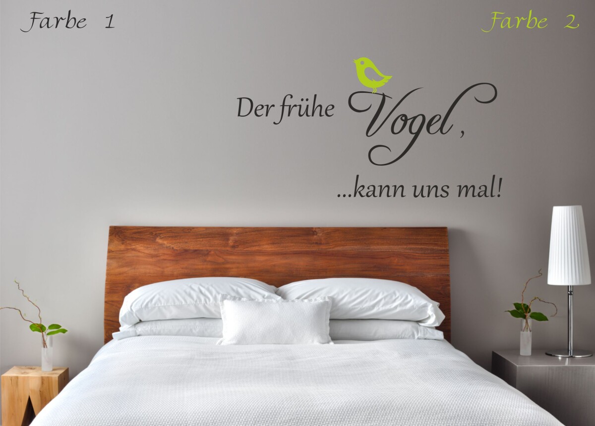 Wandtattoo ..Der frühe Vogel kann uns mal!... zweifarbig