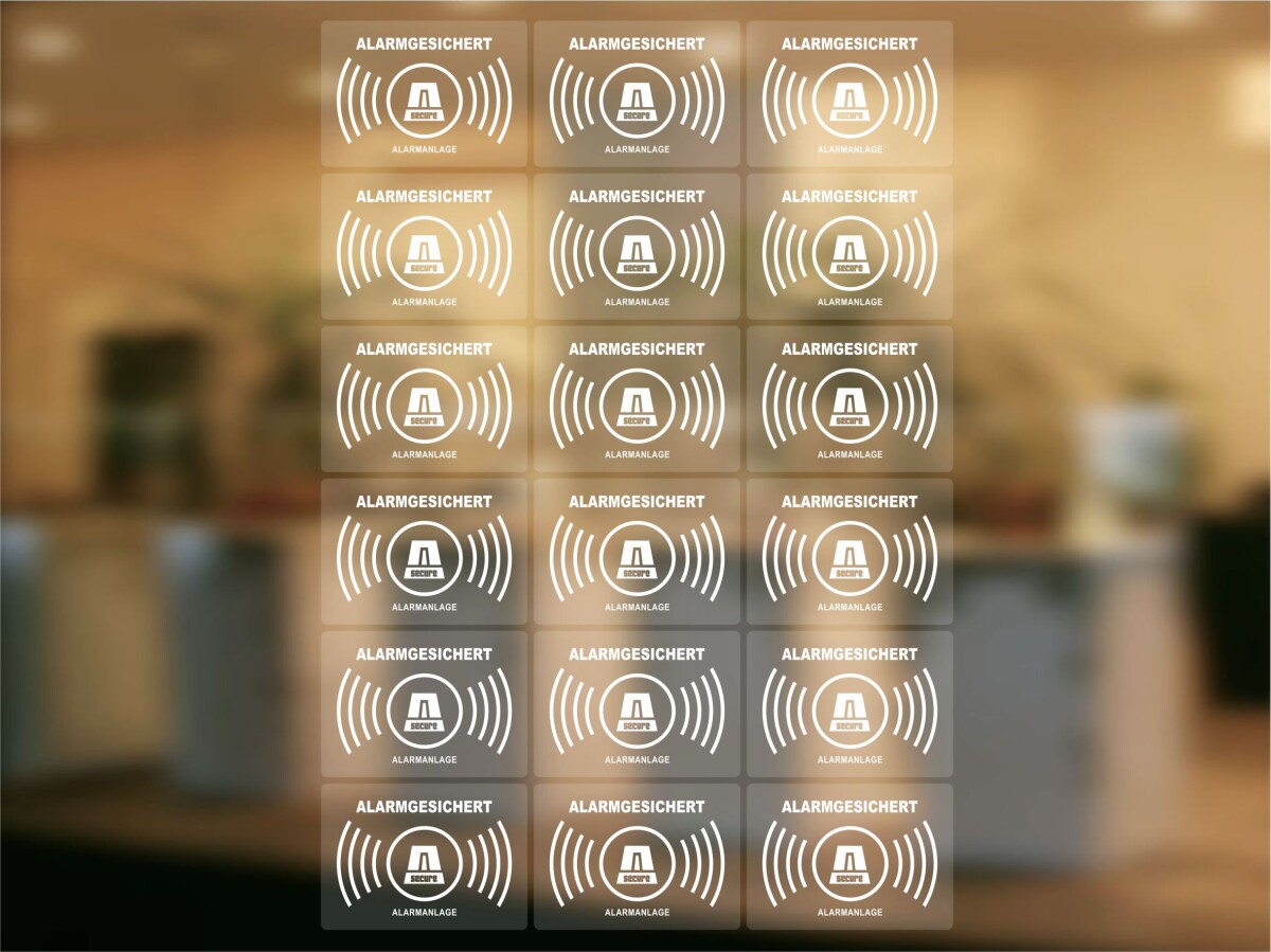 transparente Alarmanlagen Aufkleber - alarmgesichert