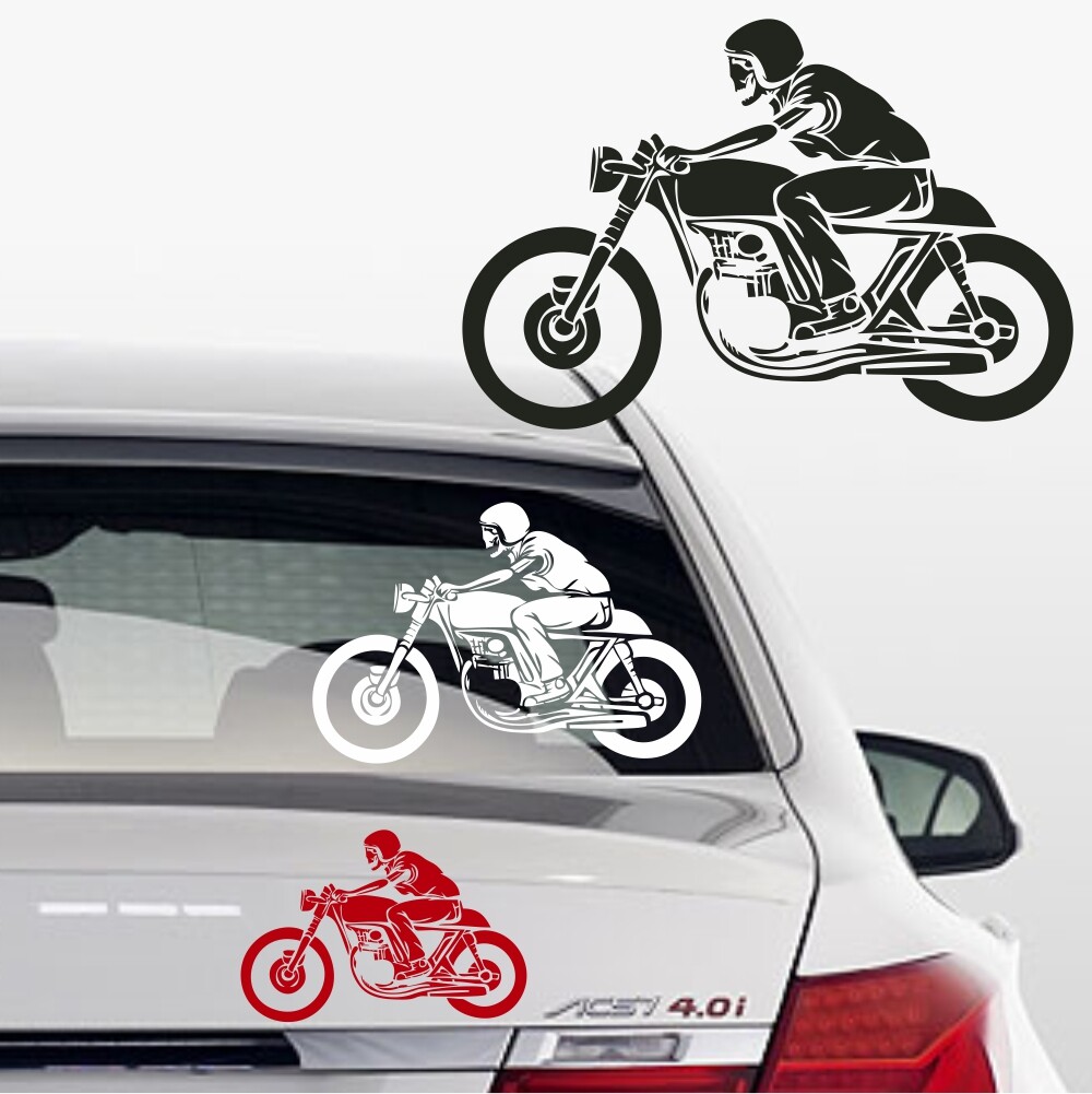 Autoaufkleber Motorradfahrer