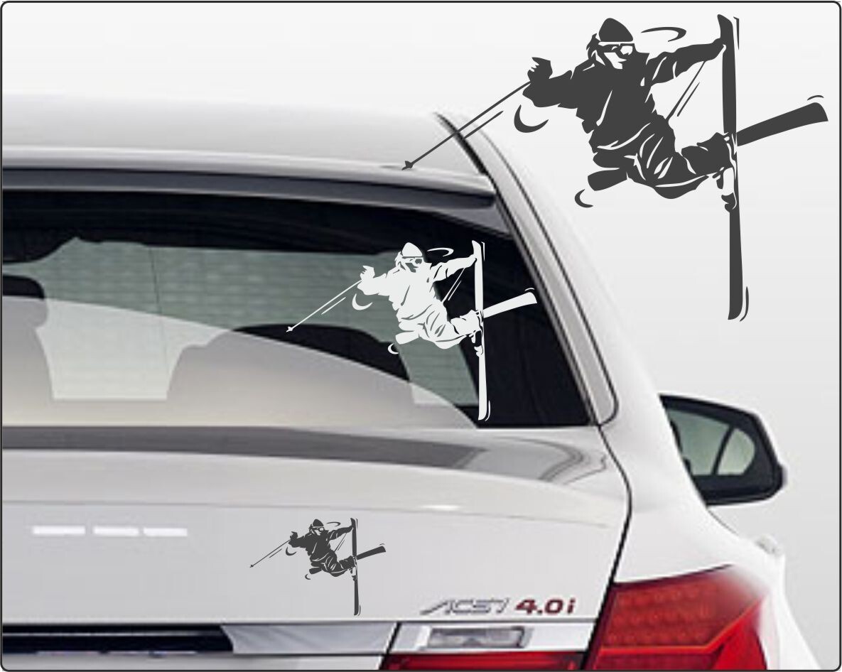 skiing Autoafkleber Ski-Aufkleber