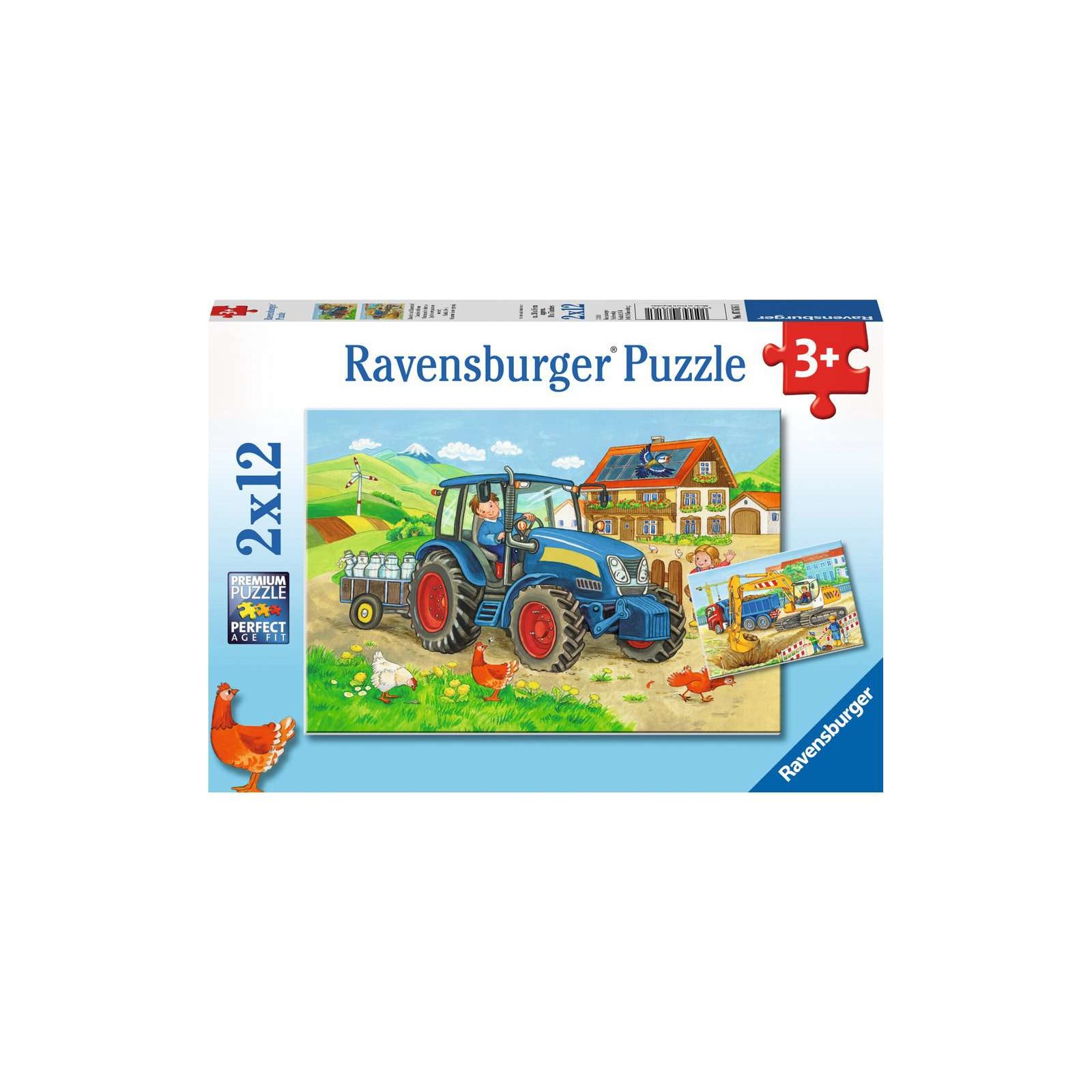 Ravensburger - Baustelle und Bauernhof PUZZLE (2 x 12 TEILE)