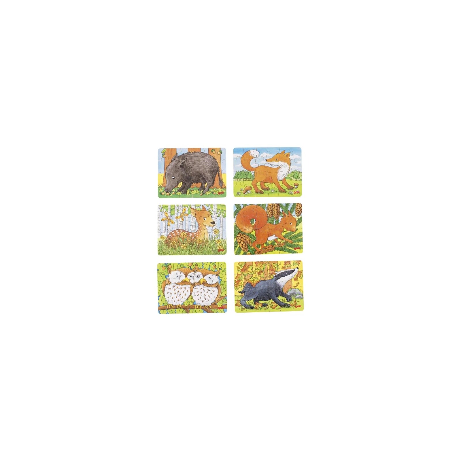 Goki - Puzzle aus Holz - 24 Teile - ab 4 Jahre - Waldtiere, sort.