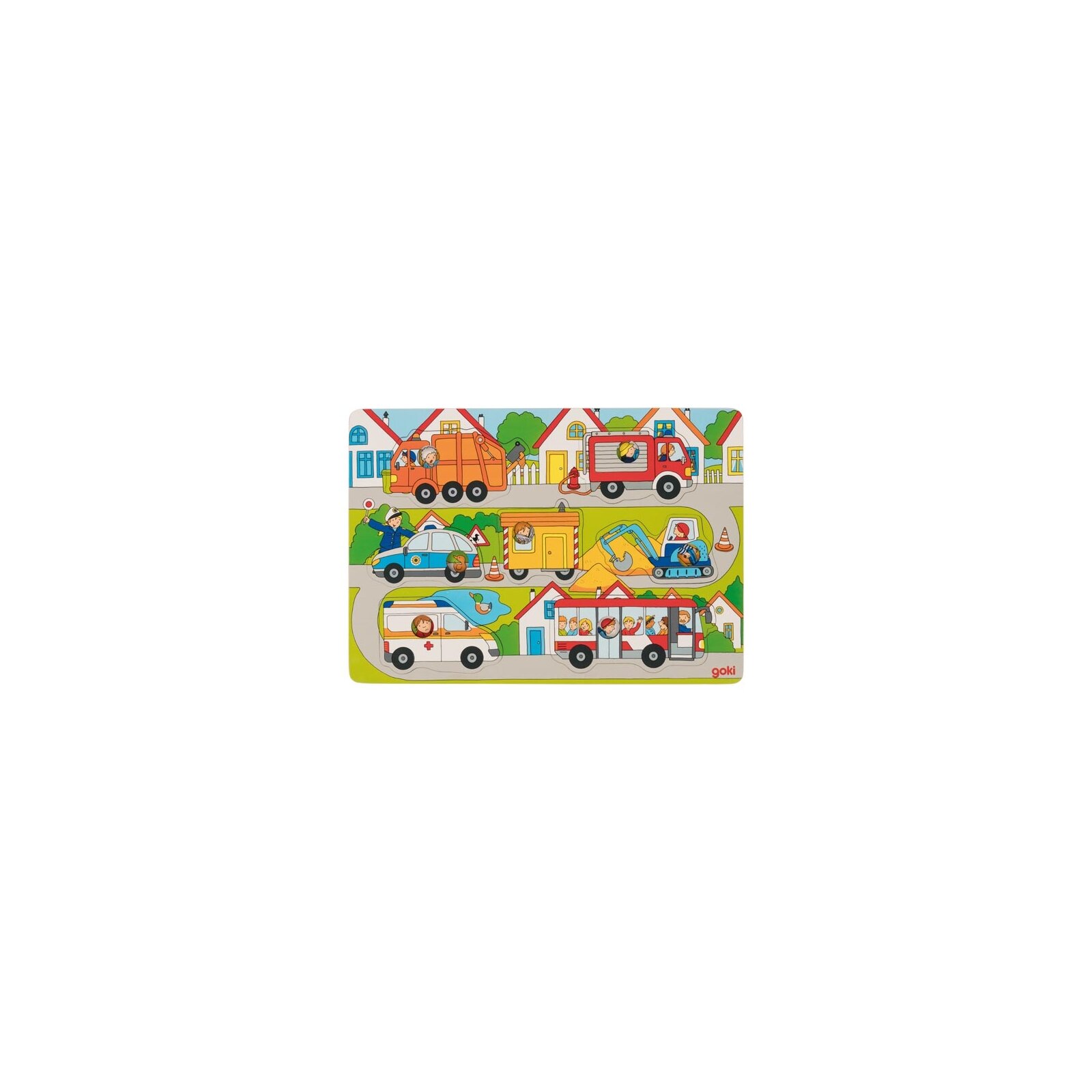 Goki - Puzzle aus Holz - 7 Teile - ab 1 Jahr - Baustelle