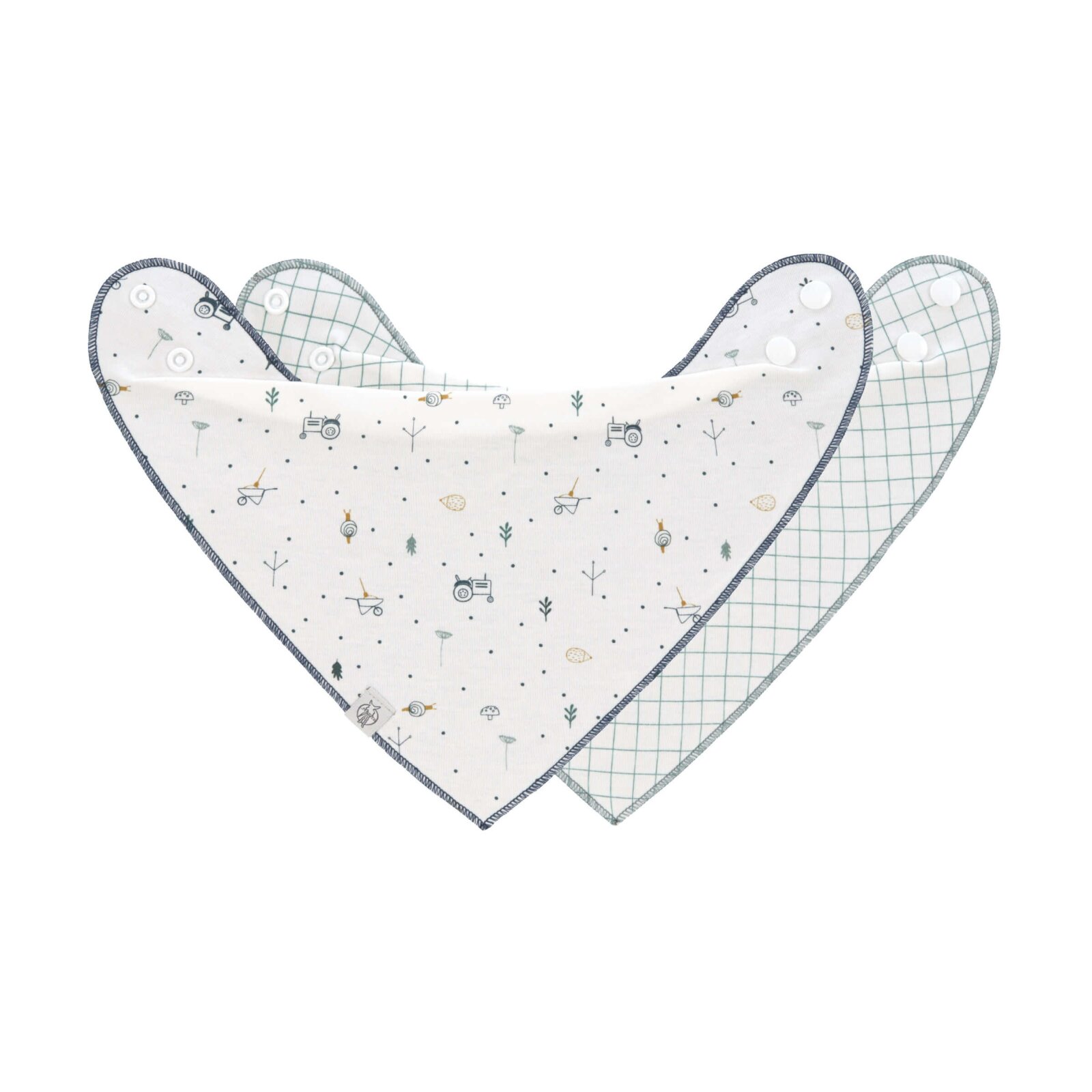 Lässig - Dreickstuch Baby 2 Pack GARDEN-EXPLORER-TRAKTOR (A)