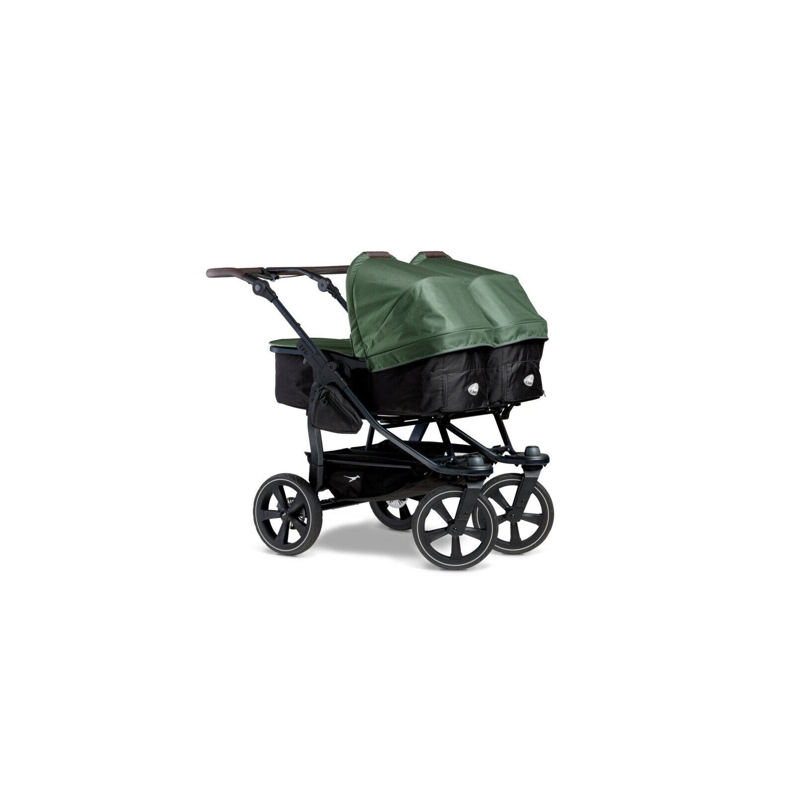 TFK - duo 2 - Zwillings/Geschwister-Kinderwagen OLIVE (Luftkammerreifen)