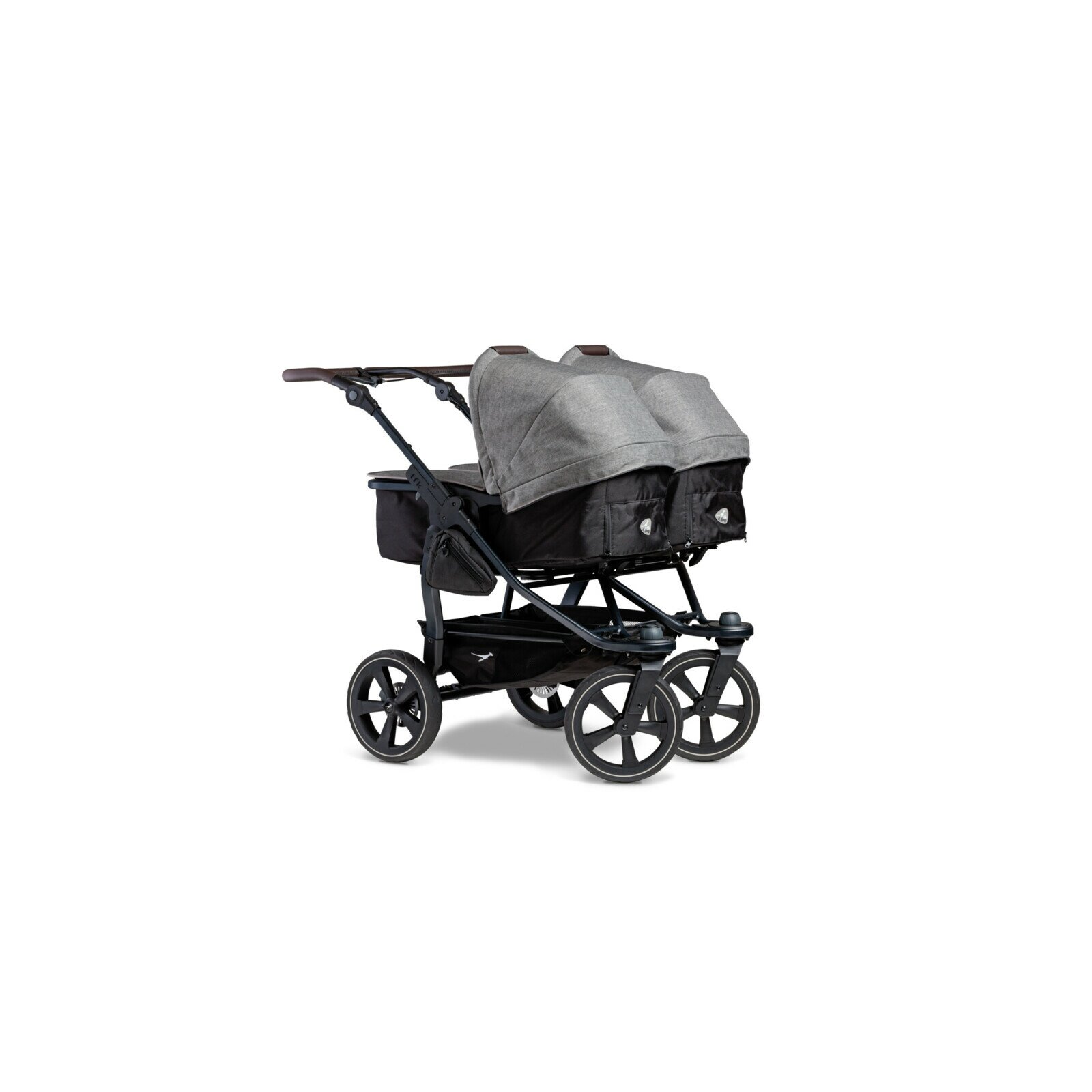 TFK - duo 2 - Zwillings/Geschwister-Kinderwagen PREMIUM-GRAU (Luftkammerreifen)