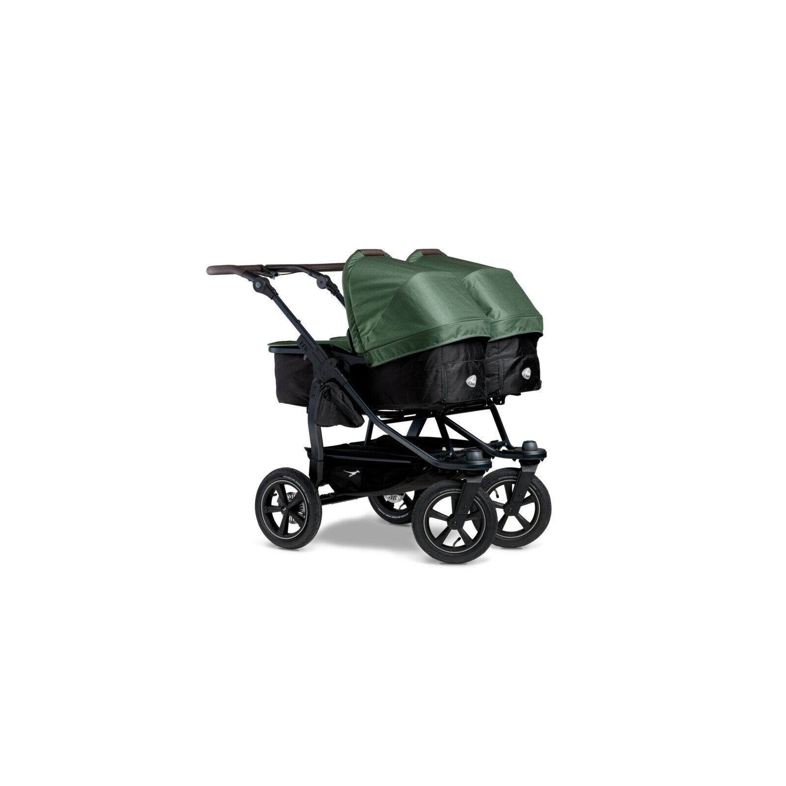 TFK - duo 2 - Zwillings/Geschwister-Kinderwagen OLIVE (Luftreifen)