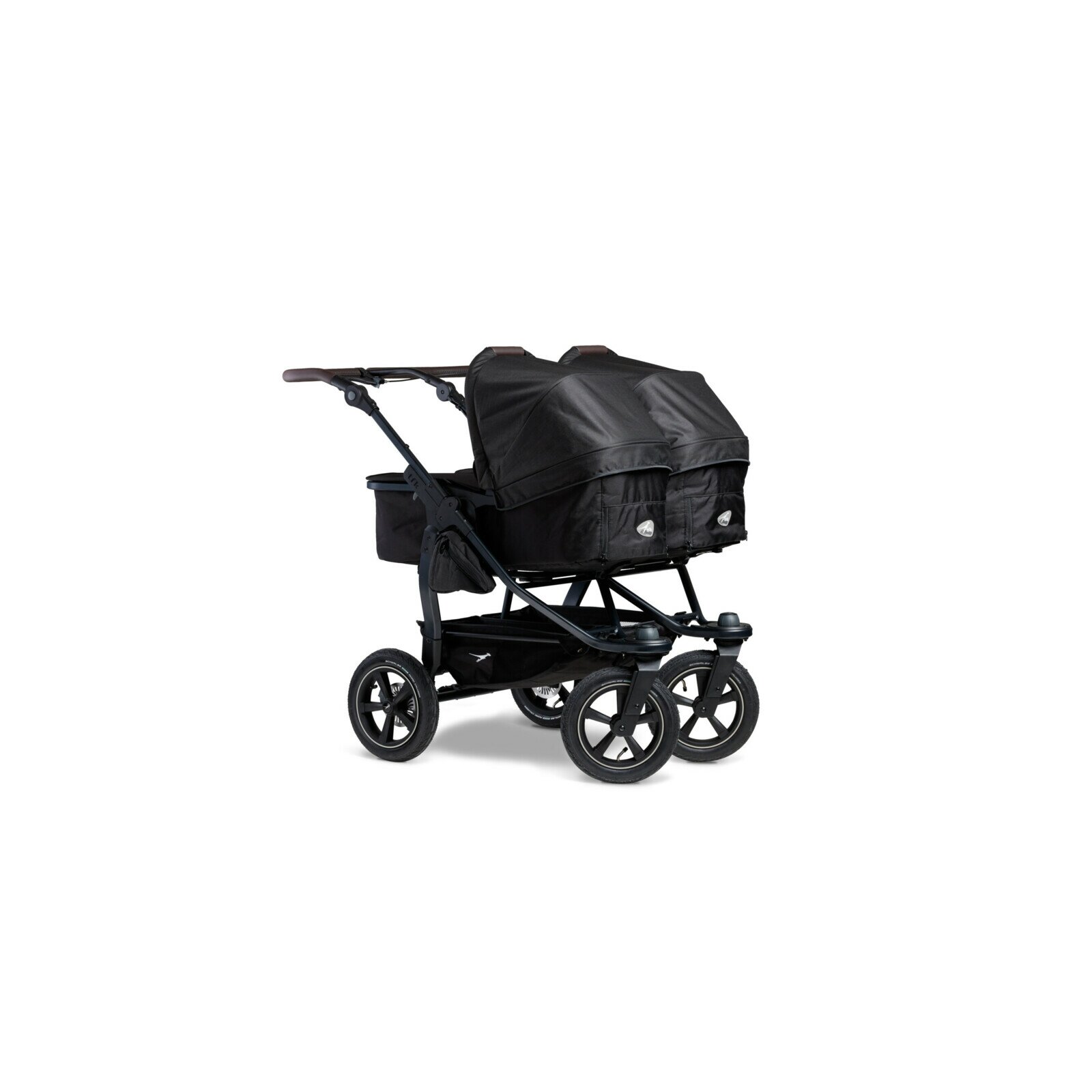 TFK - duo 2 - Zwillings/Geschwister-Kinderwagen SCHWARZ (Luftreifen)