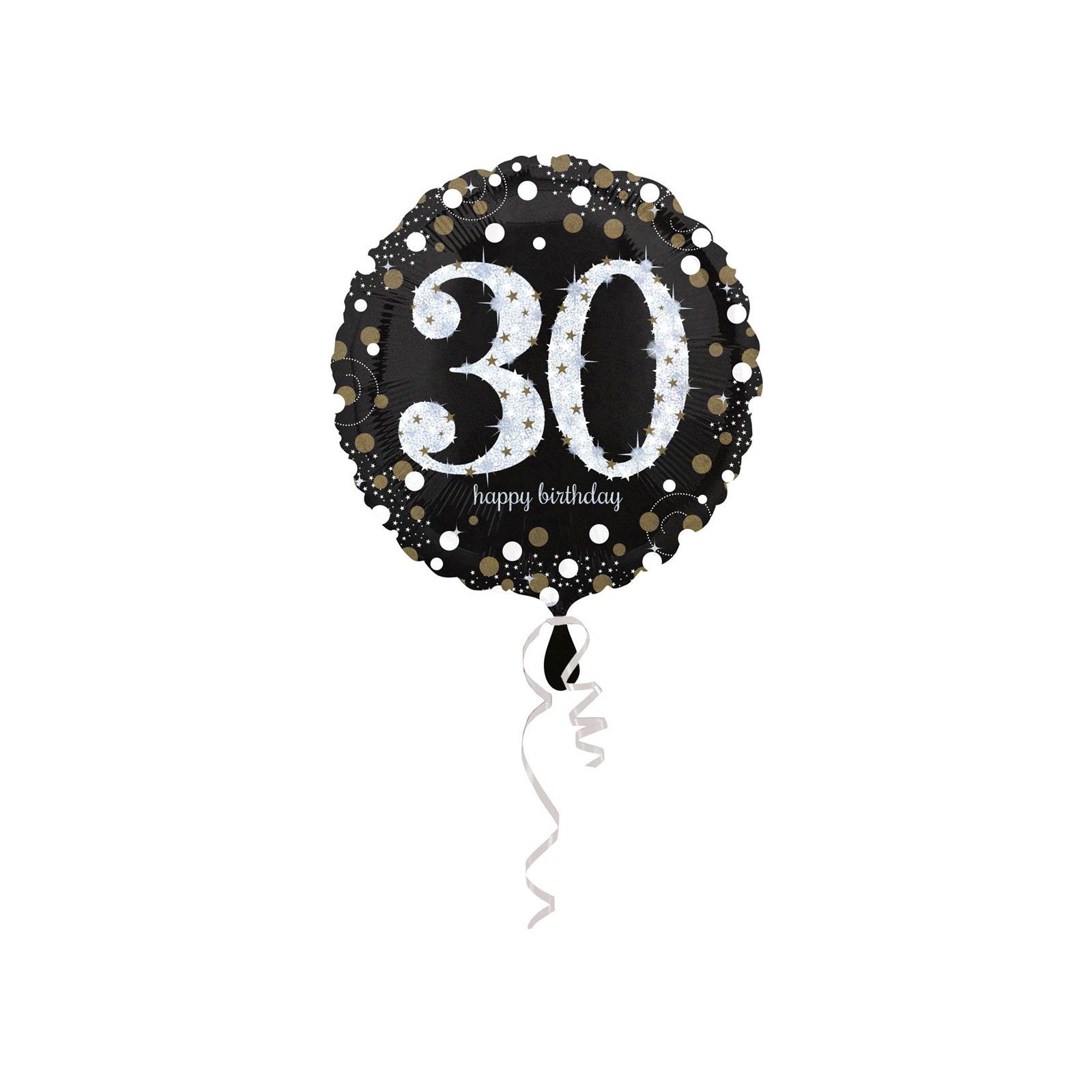 Amscan - Folienballon 30 Sparkling Birthday, Schwarz, Silber, Gold (5)