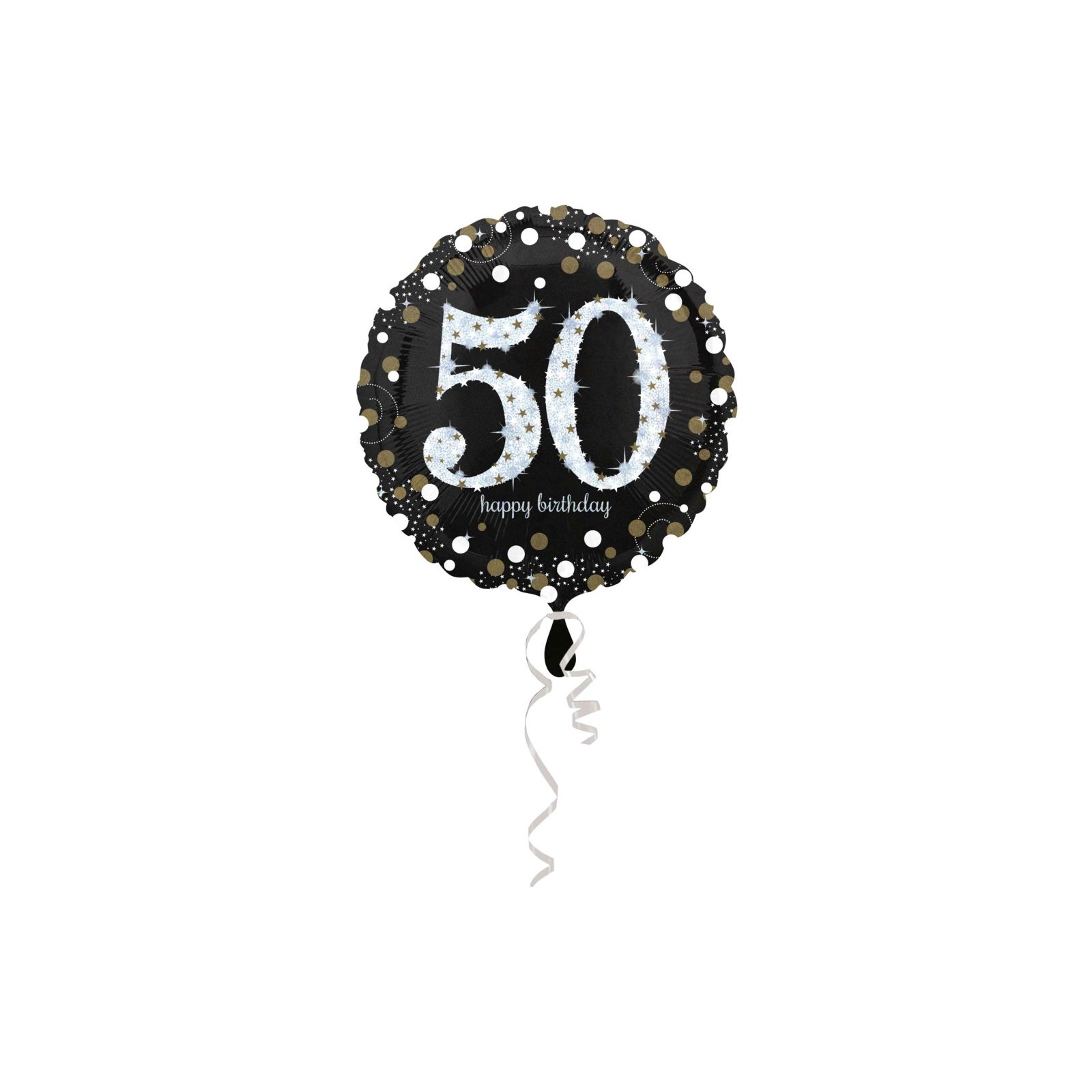 Amscan - Folienballon 50 Sparkling Birthday, Schwarz, Silber, Gold (5)