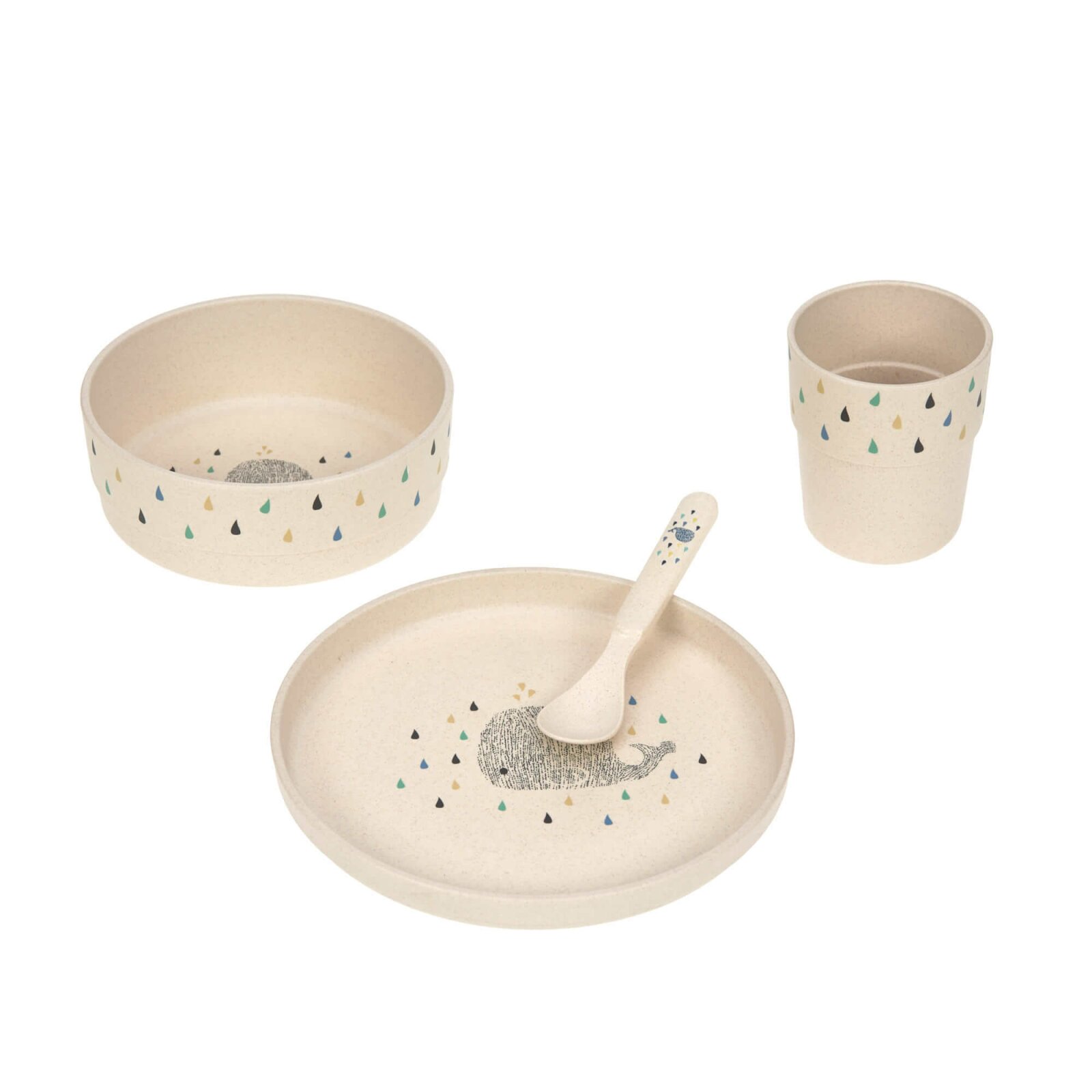 Lässig - Kindergeschirr Dish Set PP Cellulose, Little Water Whale (A)