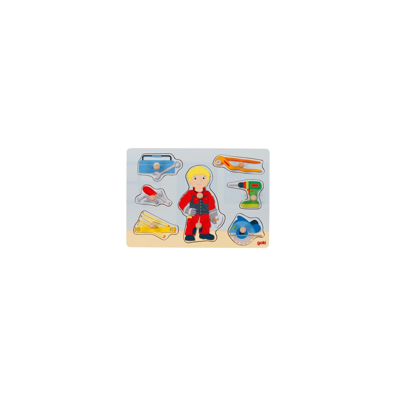Goki - Puzzle aus Holz - 7 Teile - ab 1 Jahr - Handwerker