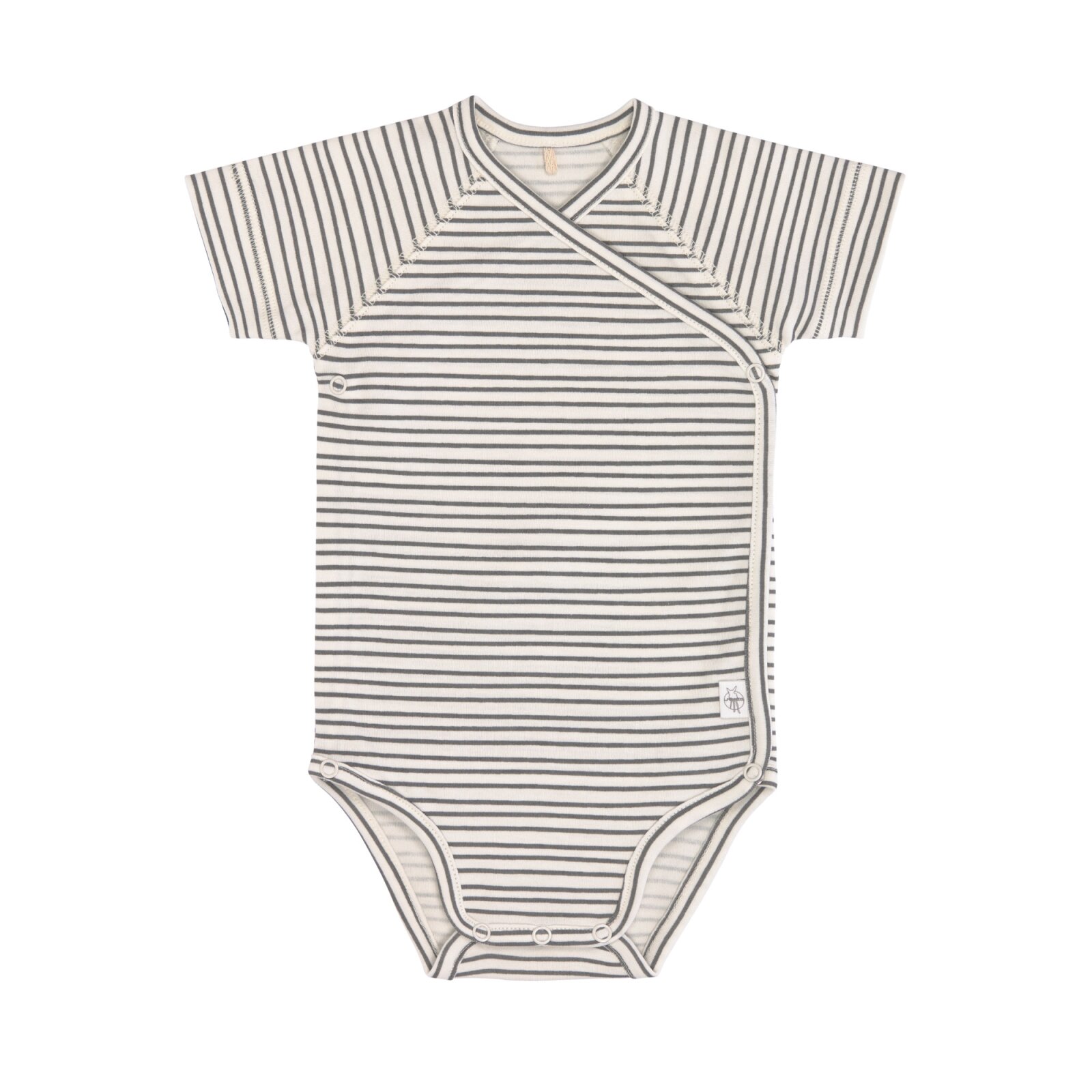Lässig - Baby Wickelbody Kurzarm Cozy Colors - Striped Grey, Gr. 50/56