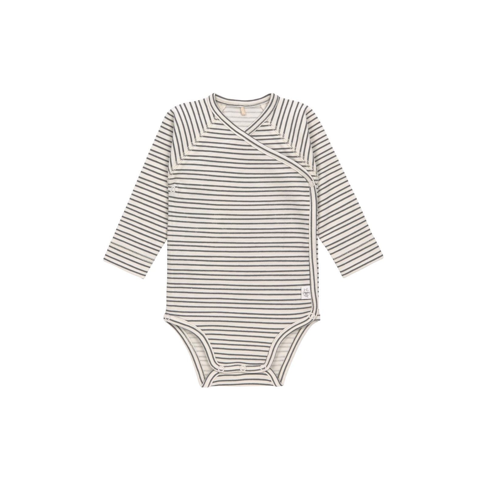 Lässig - Baby-Wickelbody Langarm - Cozy Colors, Striped Grey, 0-2 Monate