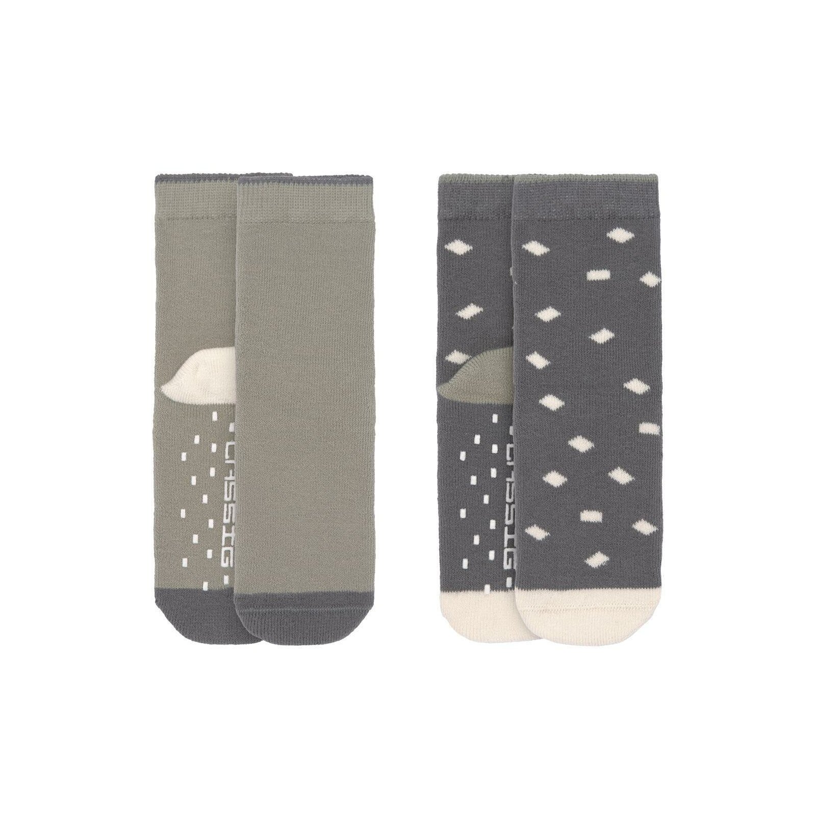 Lässig - Kinder Antirutsch-Socken (2er-Pack) - Anti-Slip Socks, ANTHRACITE/OLIVE Gr. 23-26 (A)