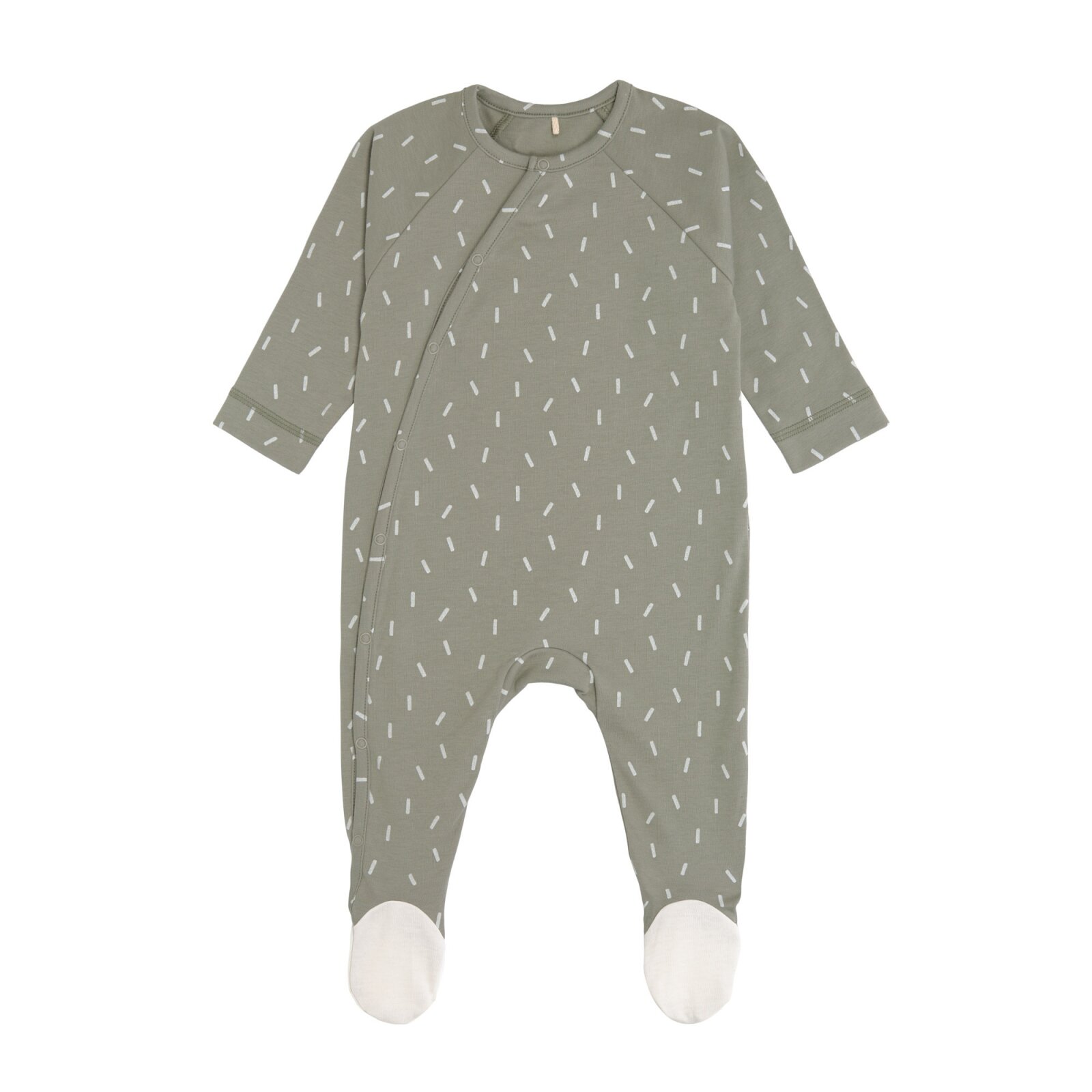 Lässig - Baby Schlafanzug mit Füßen GOTS - Pyjama Cozy Colors, Speckles olive Gr. 50-56 (A)
