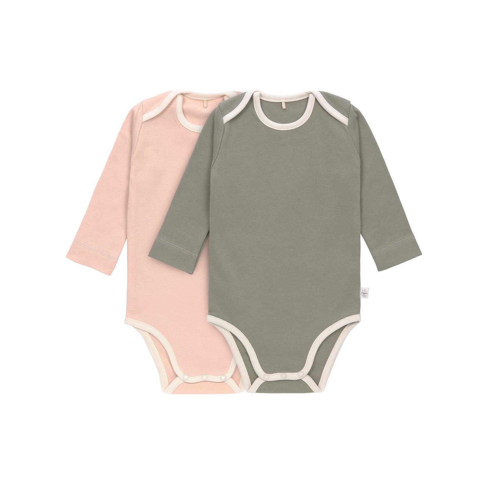 Lässig - Langarm Body 2er Set - GOTS Cozy Colors, Powder Pink Olive Gr. 86/92 (A)