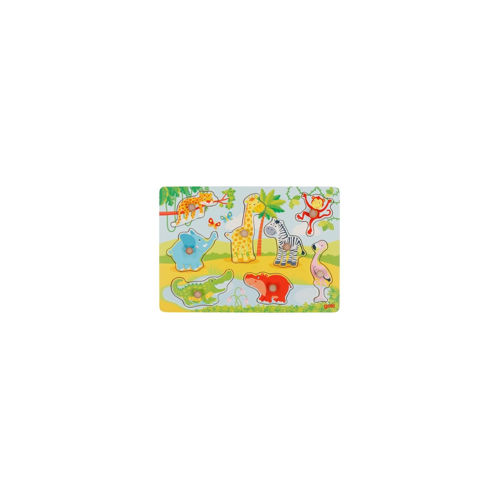 Goki - Puzzle aus Holz - 8 Teile - ab 1 Jahr - Tierkinder