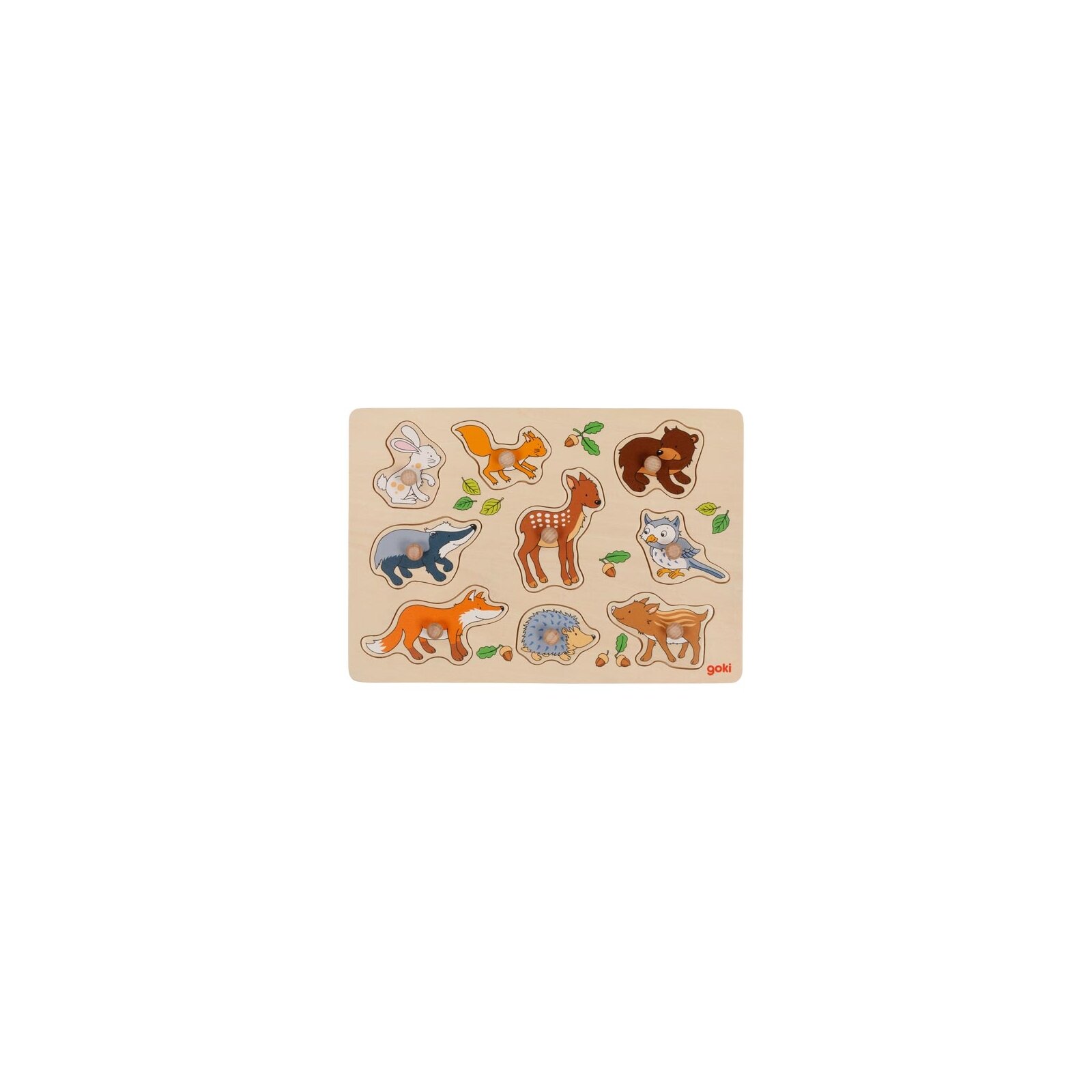 Goki - Puzzle aus Holz - 9 Teile - ab 1 Jahr - Waldtiere