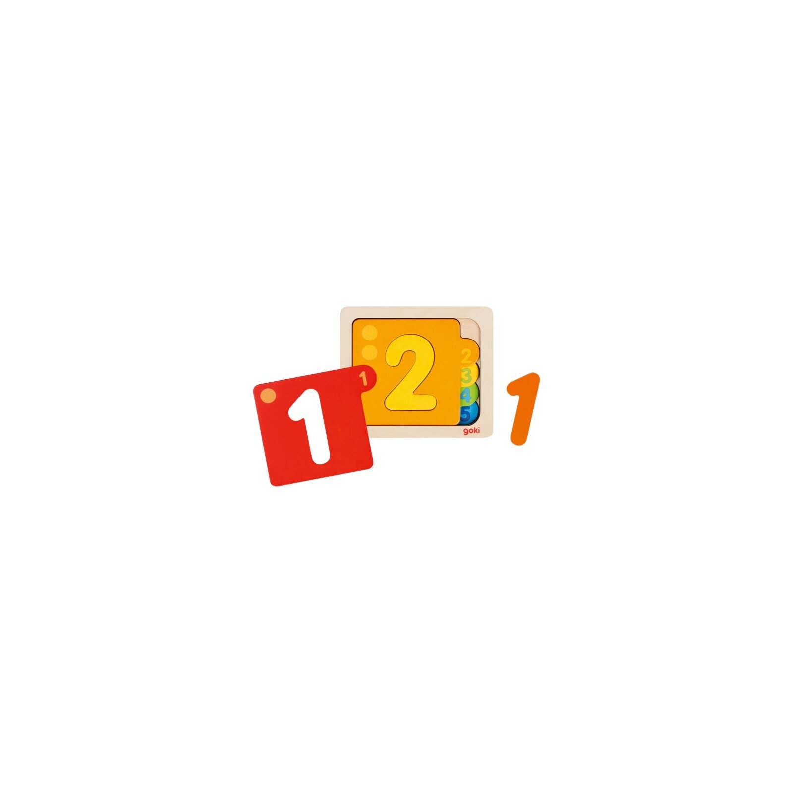 Goki - Puzzle, Schichtpuzzle aus Holz - 10 Teile - ab 3 Jahre - Zahlen (A)