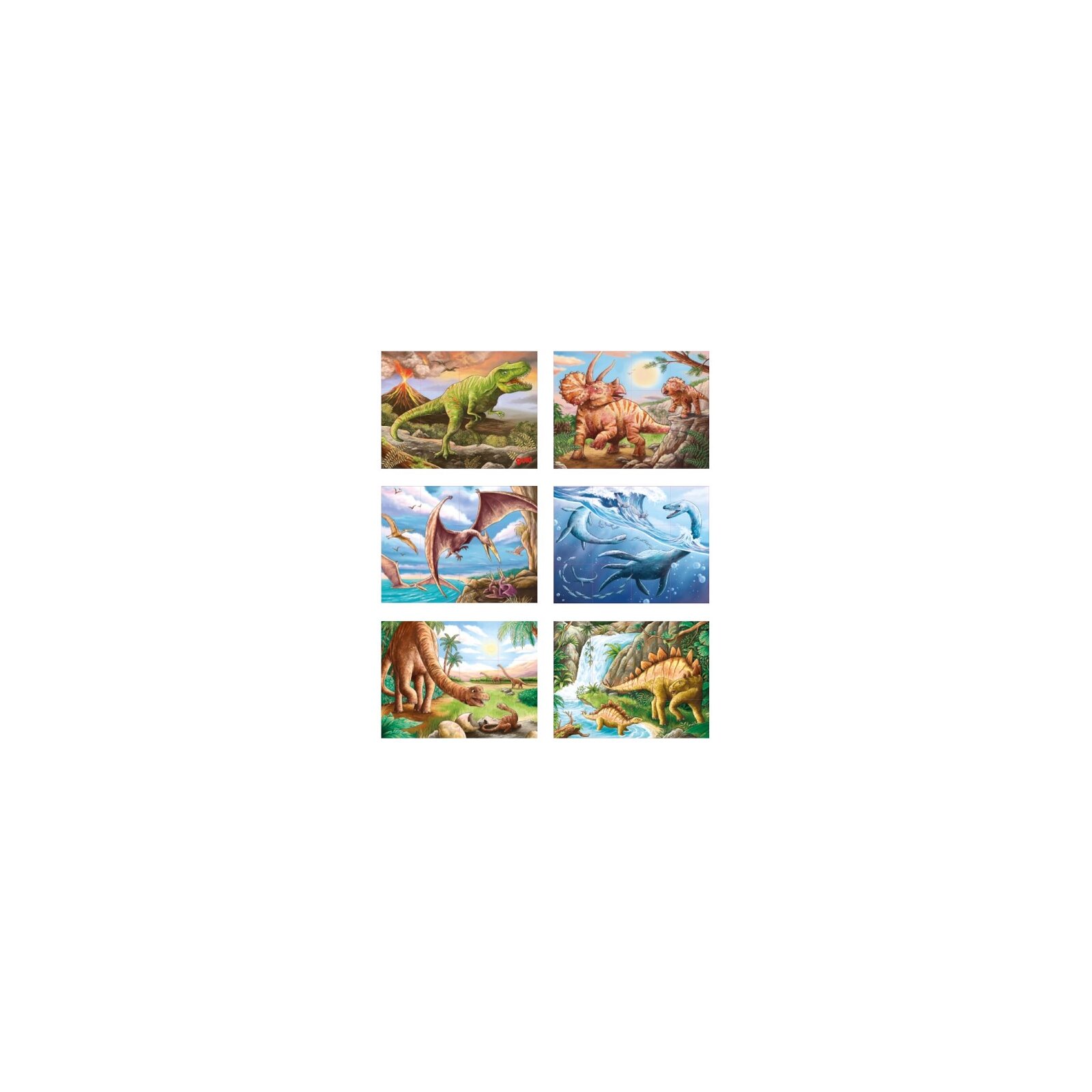 Goki - Puzzle, Würfelpuzzle aus Holz - 12 Teile - ab 3 Jahre - Dinosaurier