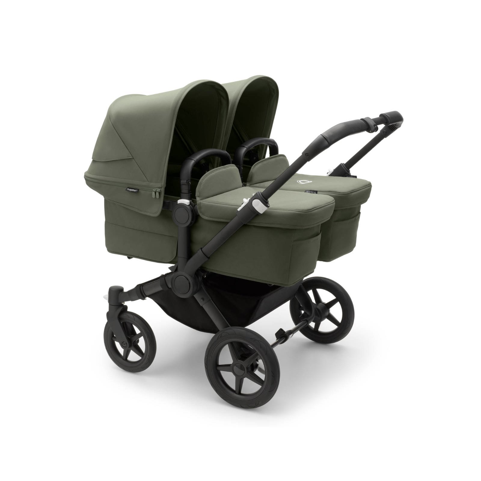 BUGABOO - Donkey 5 Zwillings-Kinderwagen mit Liegewanne und Sitz CORE (SCHWARZ / WALDGRÜN)