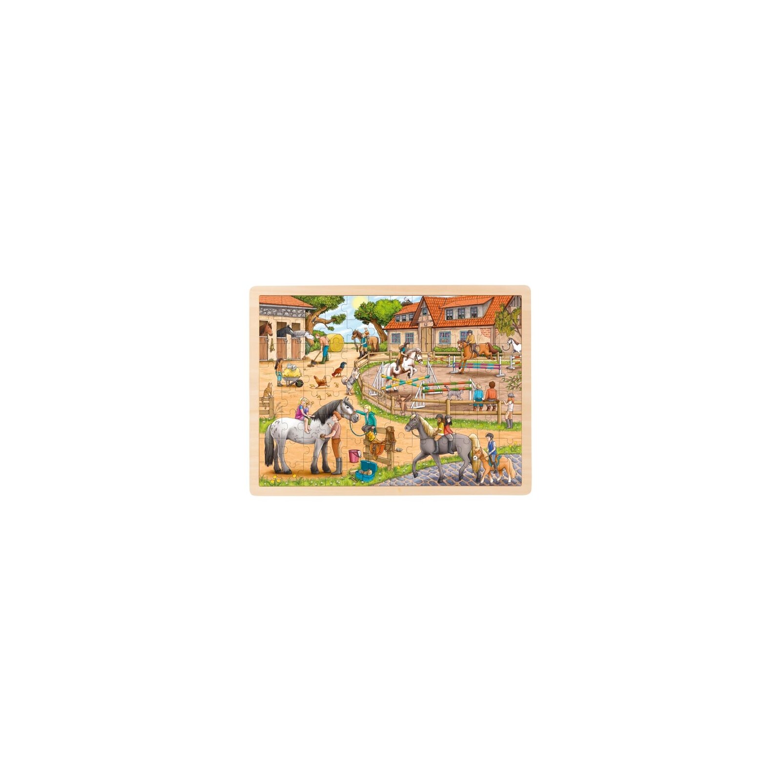 Goki - Puzzle aus Holz - 96 Teile - ab 3 Jahre - Reiterhof