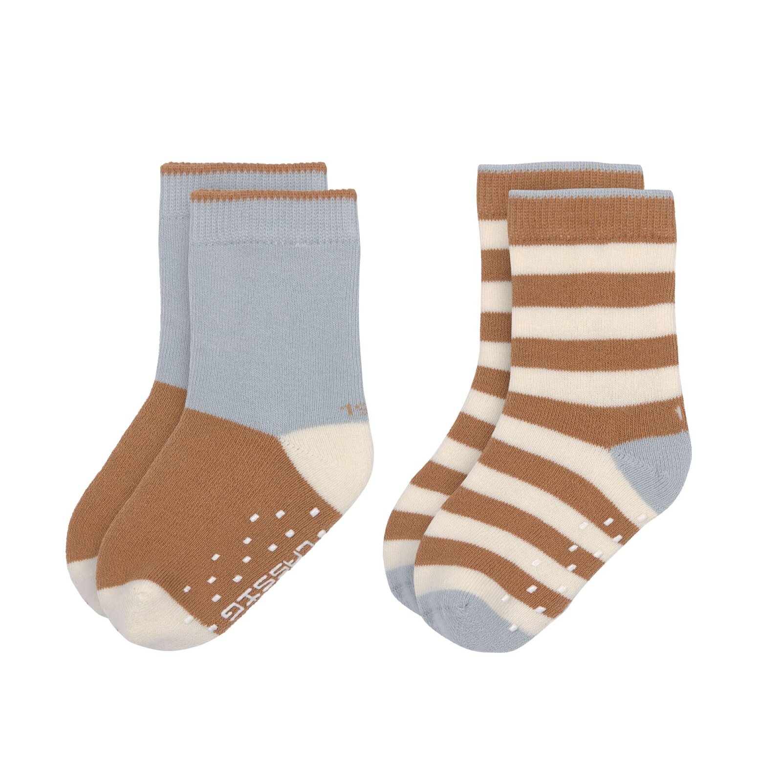 Lässig - Kinder Antirutsch-Socken (2er-Pack) - Anti-Slip Socks, HELLBLAU-KARAMELL Gr. 23-26 (A)