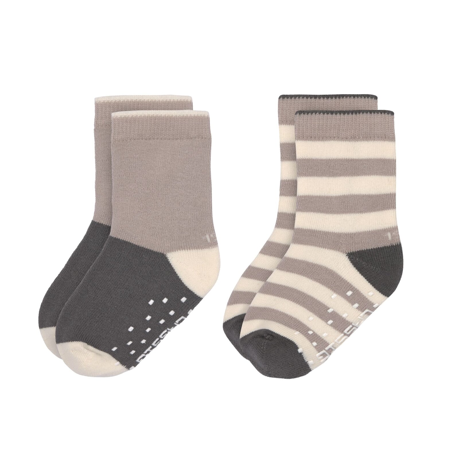 Lässig - Kinder Antirutsch-Socken (2er-Pack) - Anti-Slip Socks, Anthrazit Taupe Gr. 23-26 (A)