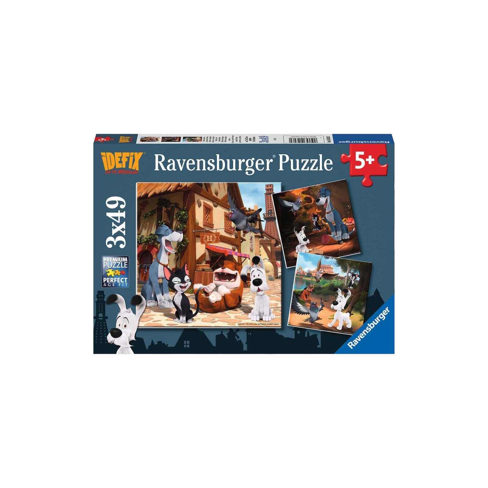 Ravensburger - Puzzle - 3 x 49 Teile - ab 5 Jahre - Idefix und seine tierischen Freunde (A)