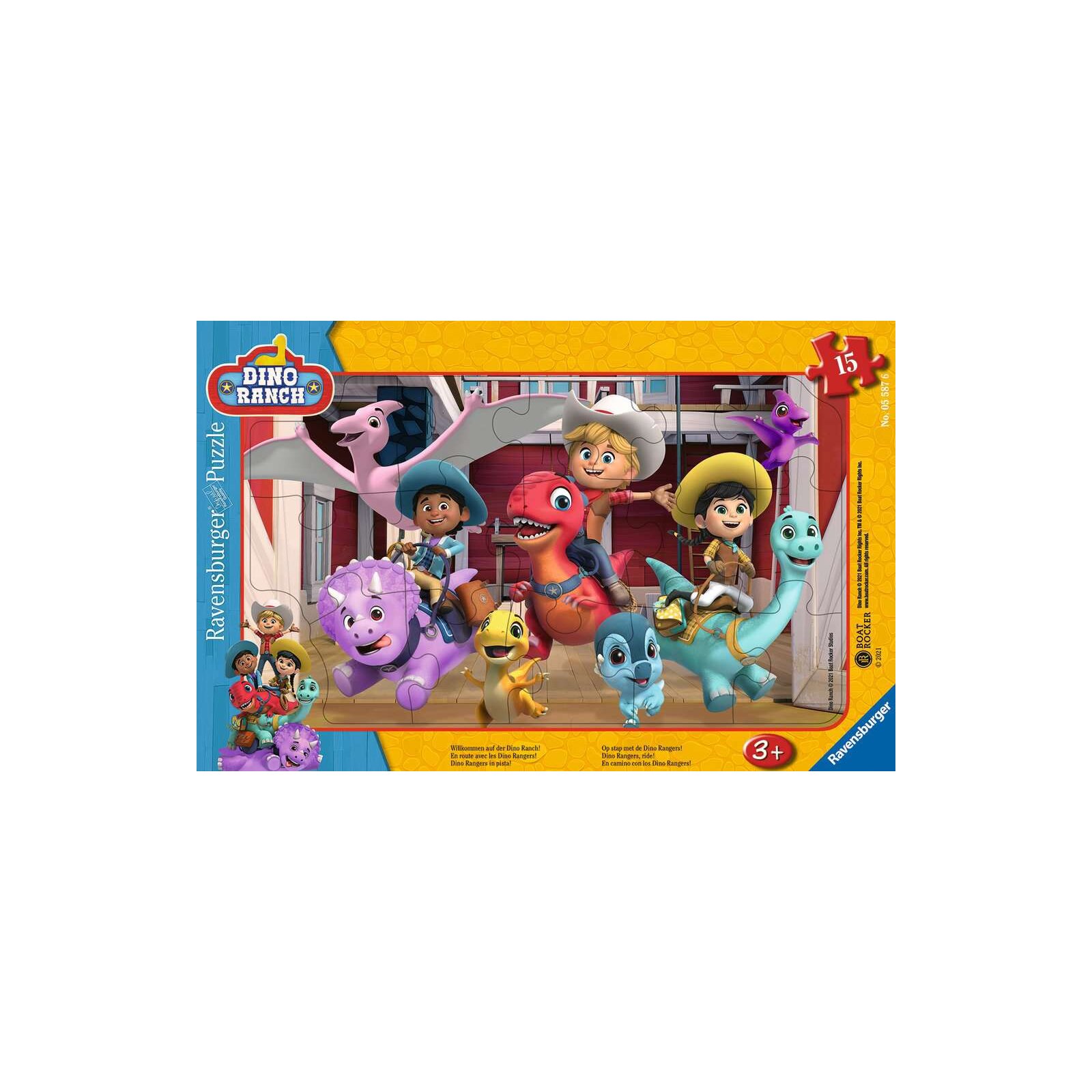 Ravensburger - Rahmenpuzzle - 15 Teile - ab 3 Jahre - Willkommen auf der Dino Ranch! (A)