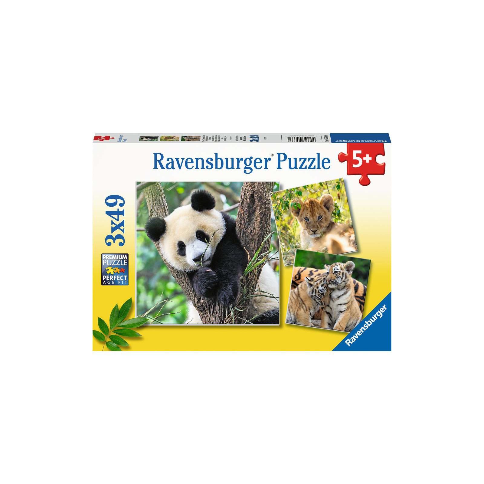 Ravensburger - Panda, Tiger und Löwe PUZZLE (3 x 49 TEILE)