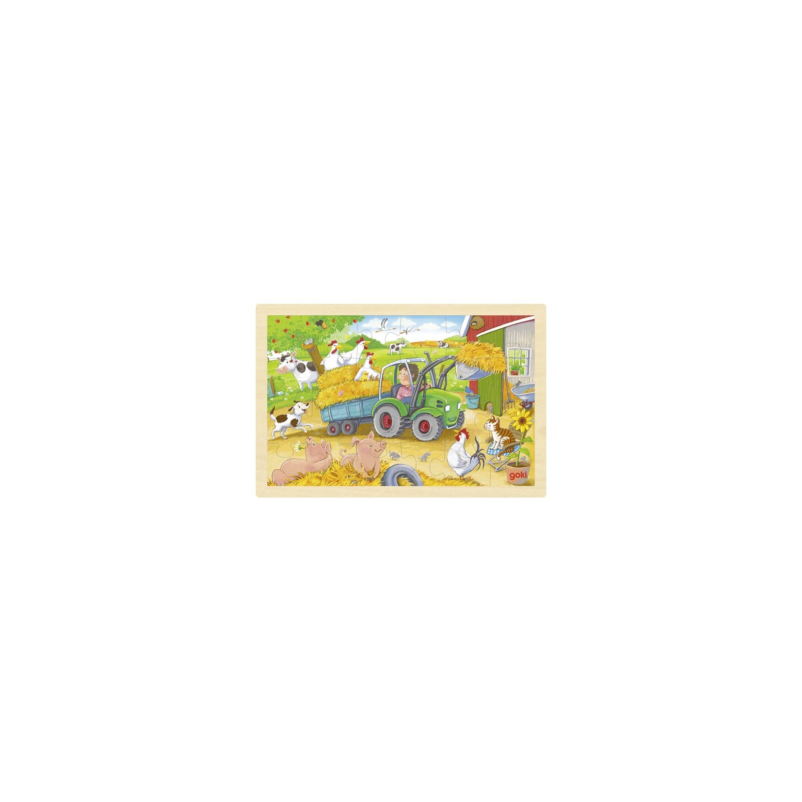 Goki - Puzzle aus Holz - 24 Teile - ab 3 Jahre - Kleiner Traktor