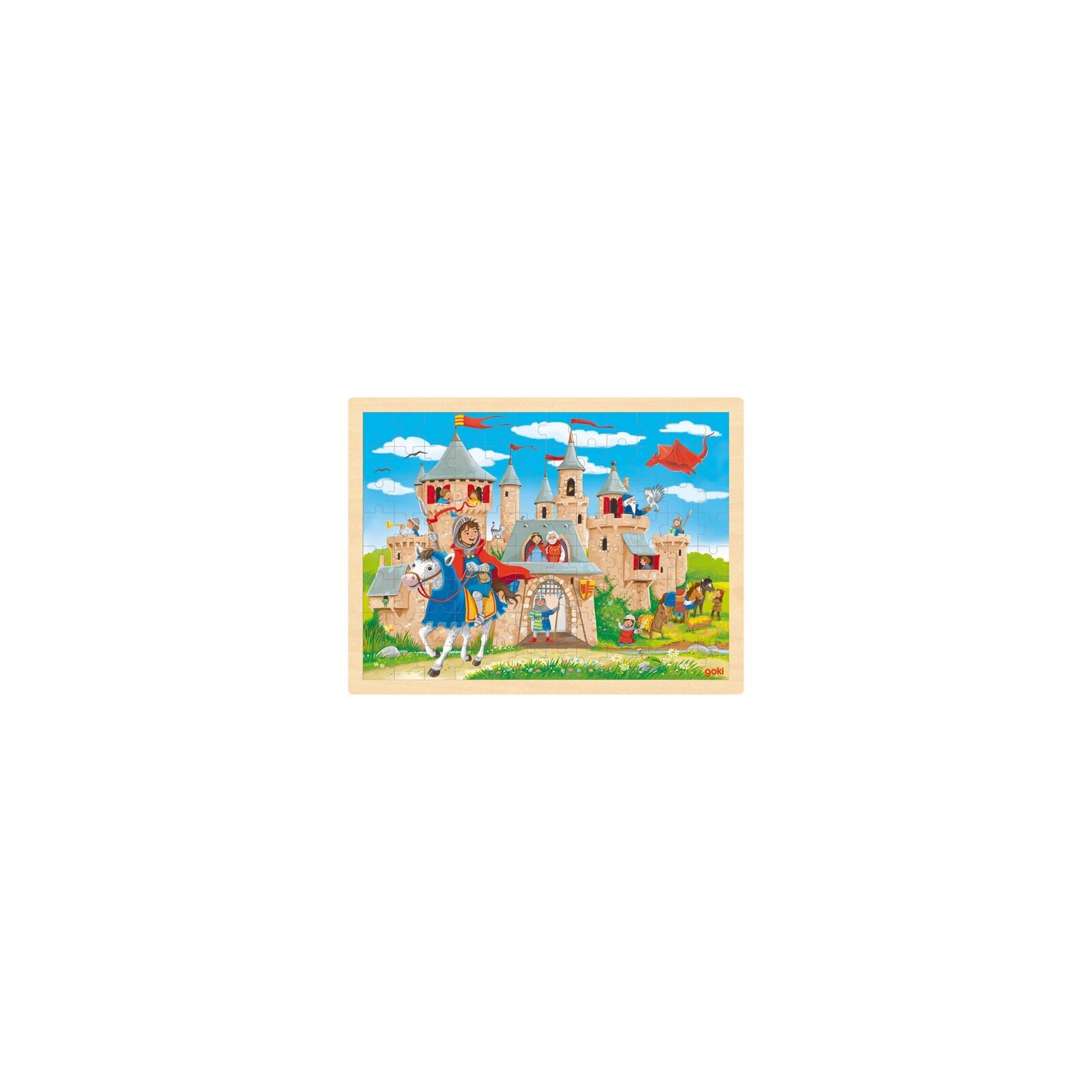 Goki - Puzzle aus Holz - 96 Teile - ab 3 Jahre - Ritterburg