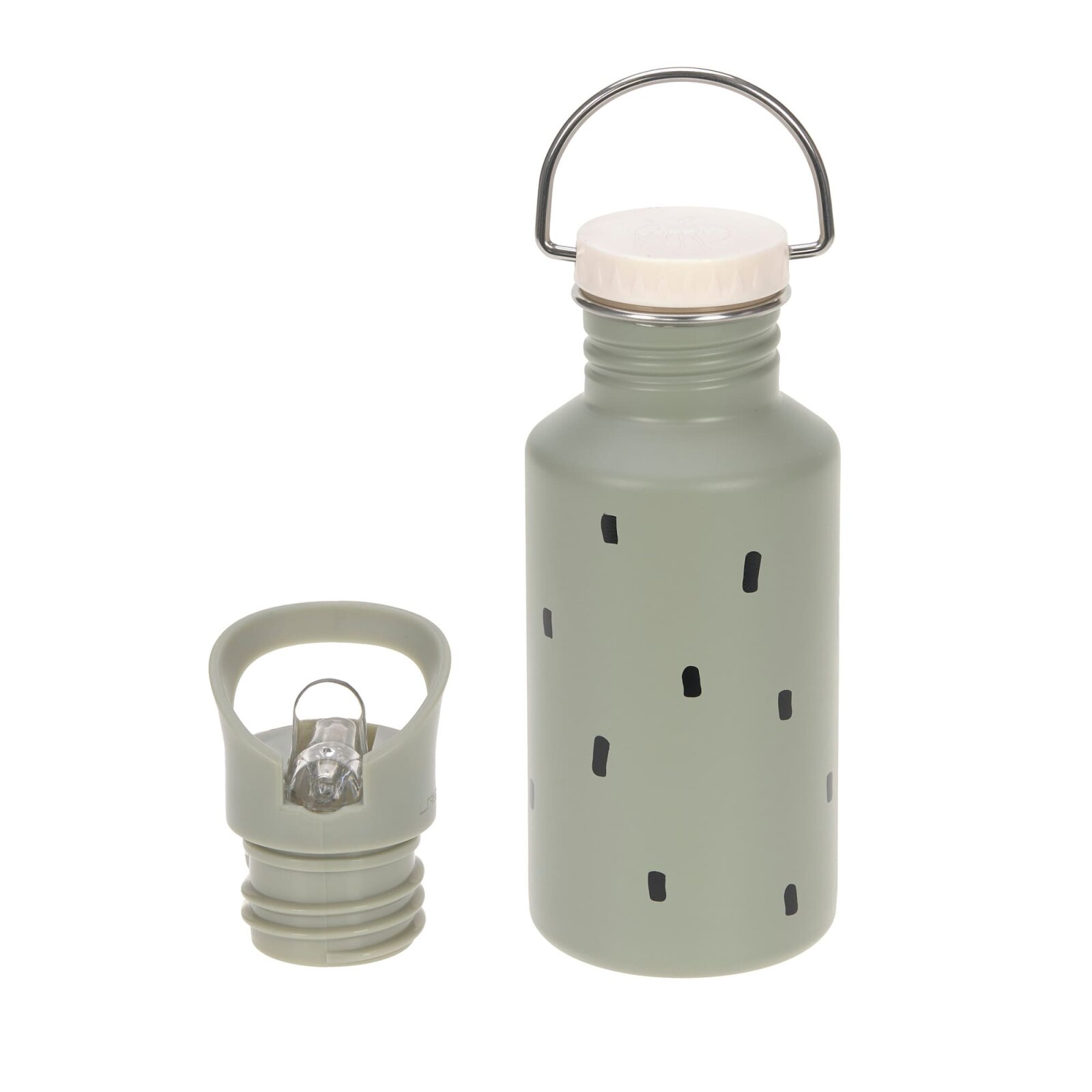 Lässig - Trinkflasche Kinder - Edelstahl, Happy Prints Oliv (2)