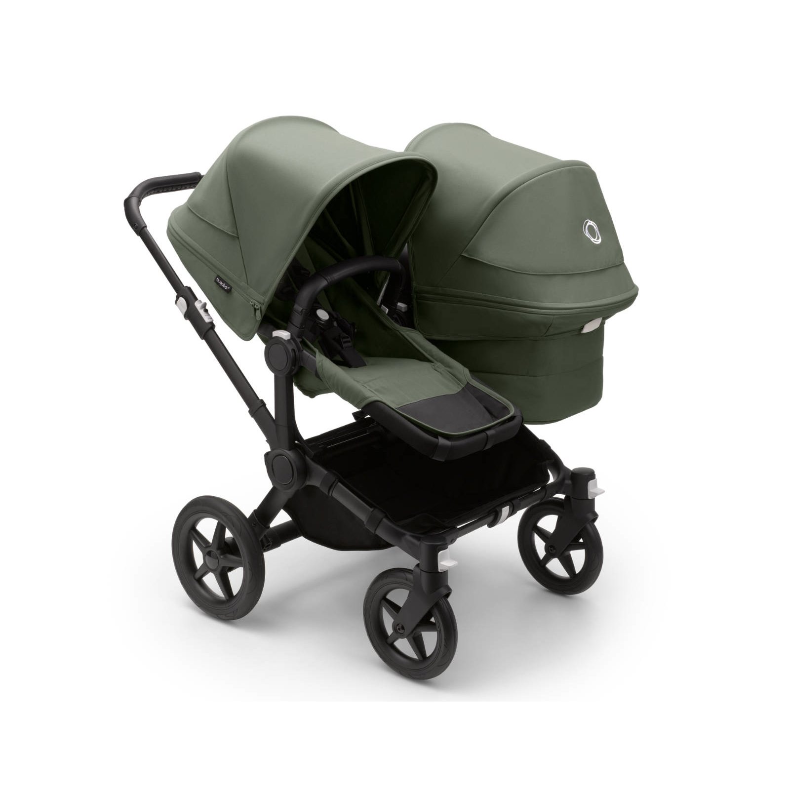 BUGABOO - Donkey 5 Duo Geschwister-Kinderwagen mit Liegewanne und Sitz CORE (SCHWARZ / WALDGRÜN)