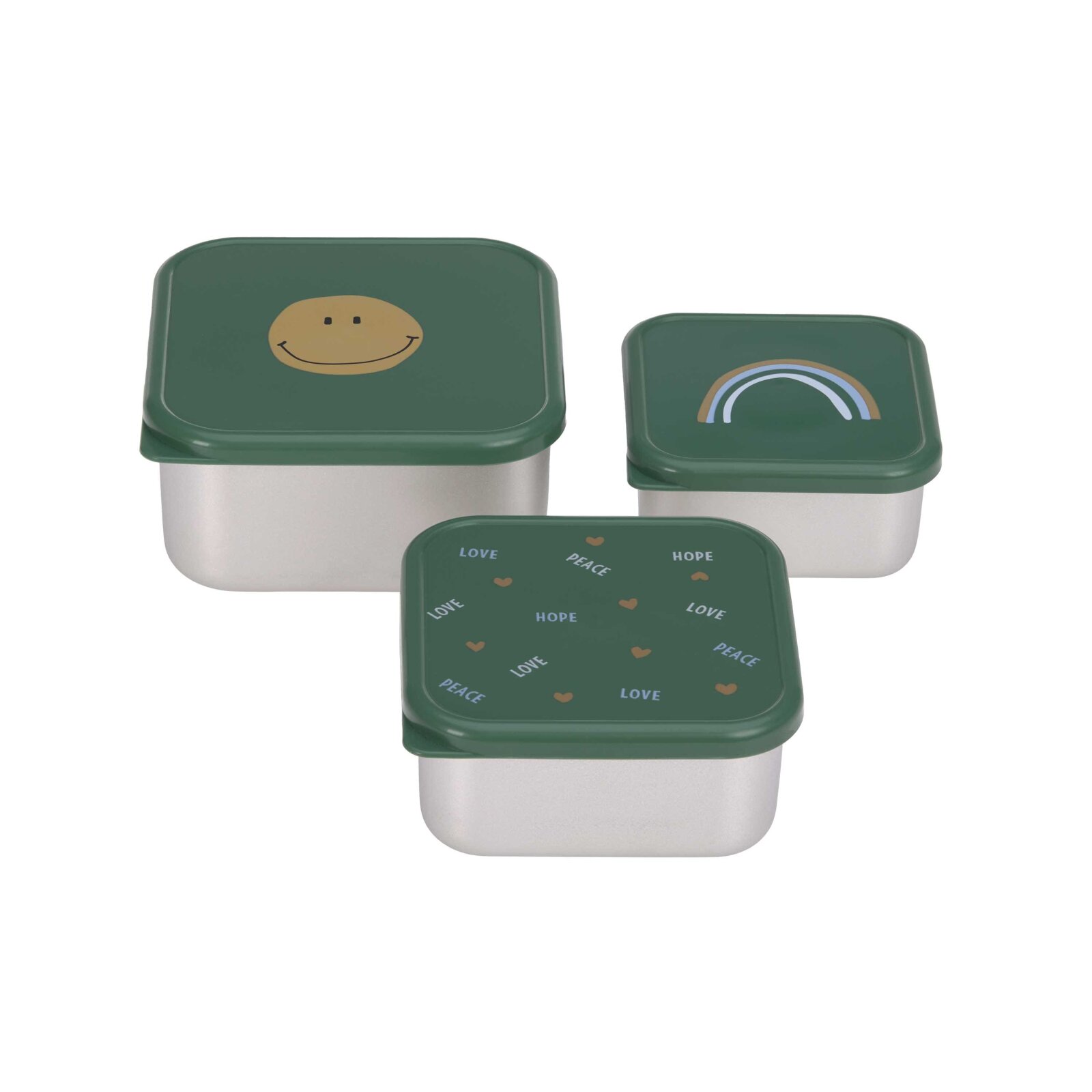 Lässig - Snackbox Kinder (3er Set) - Edelstahl Brotdose Happy Rascals, Smile (2)