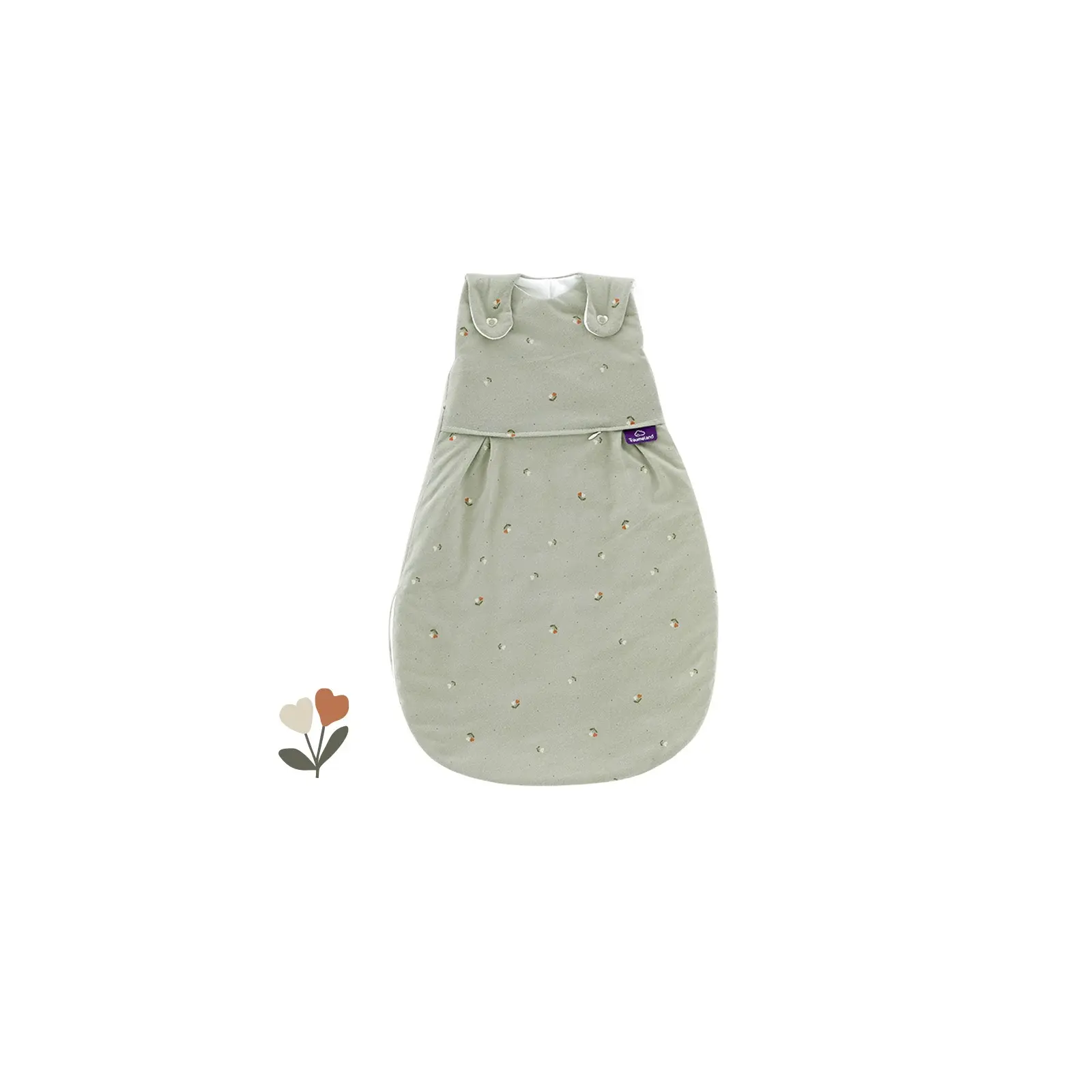 Träumeland - Baby-Ganzjahresschlafsack LIEBMICH Fiore grün Gr. 56/62