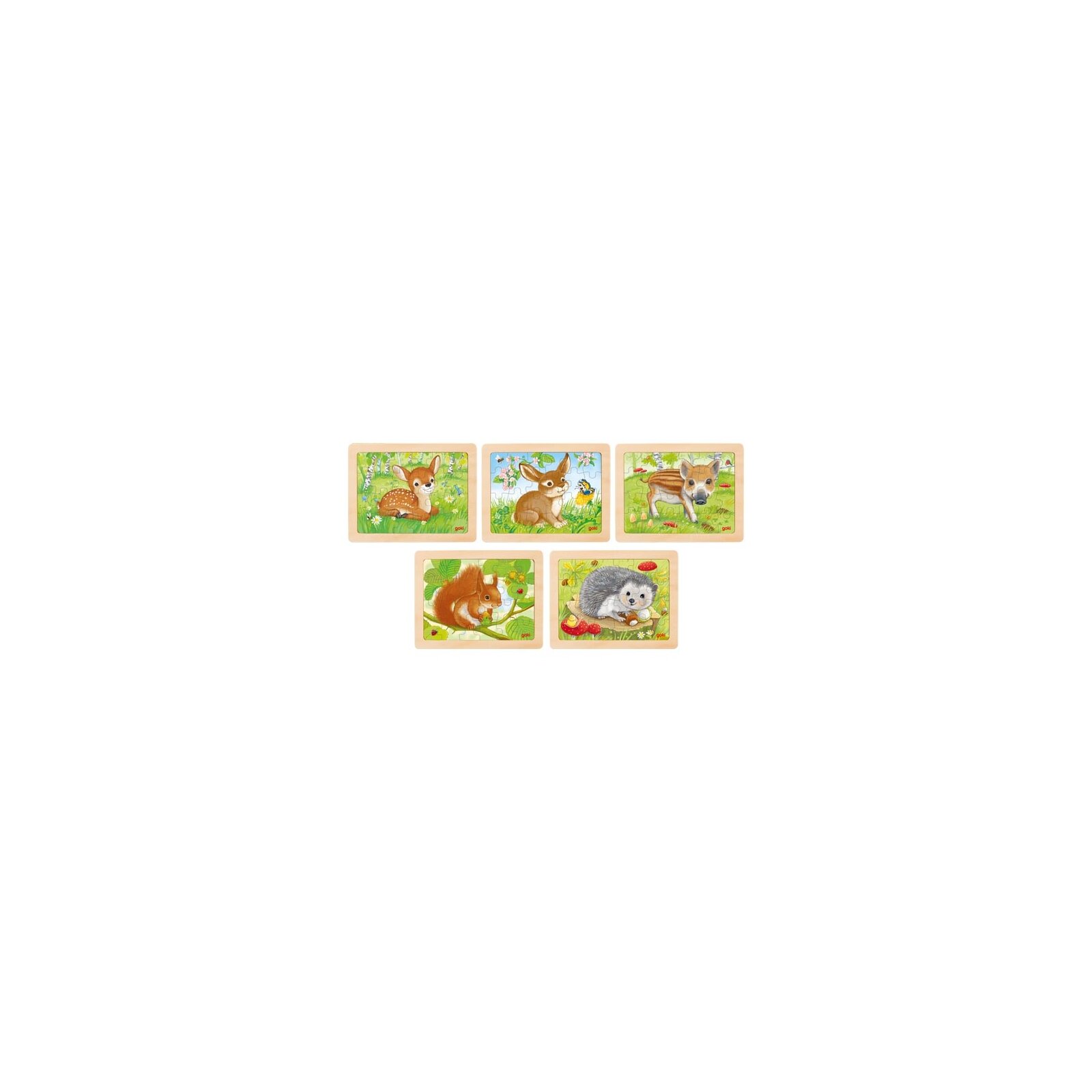 Goki - Puzzle aus Holz - 24 Teile - ab 3 Jahre - Waldtiere, sort. (5)