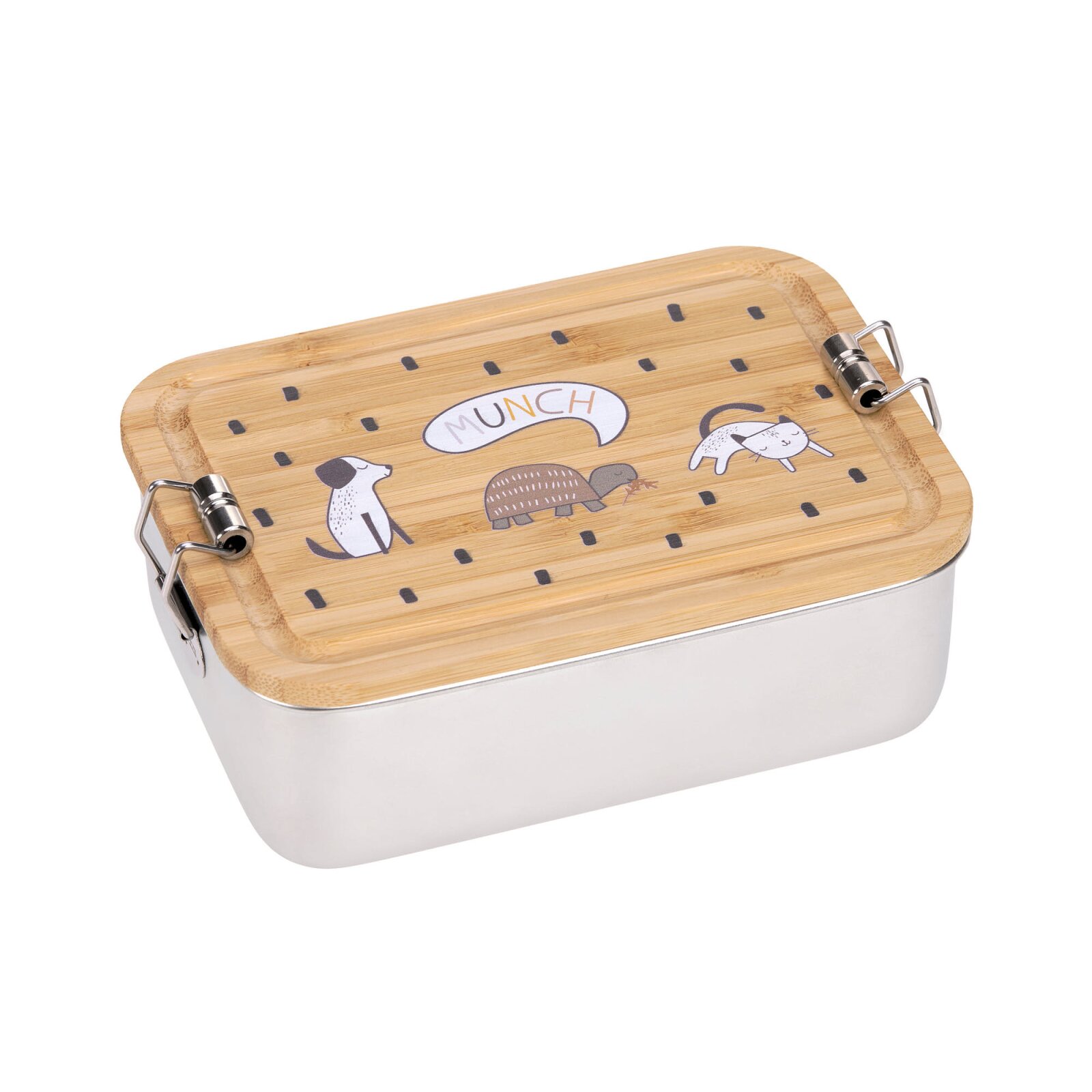Lässig - Lunchbox Stainless Steel Bamboo Happy Prints (2) (N)