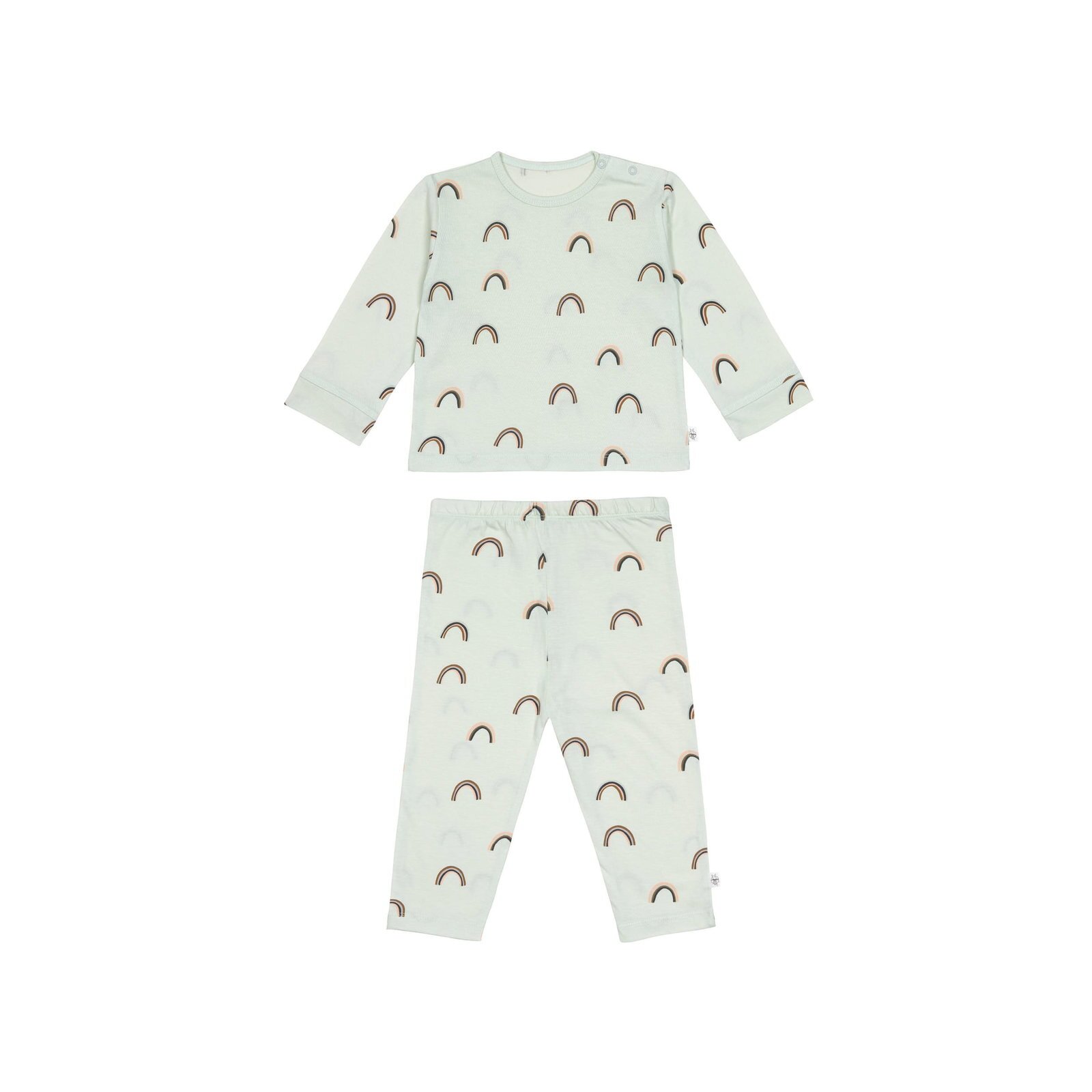 Lässig - Kinder-Pyjama lang - Bio-Baumwolle, Regenbogen Mint, Gr. 74/80