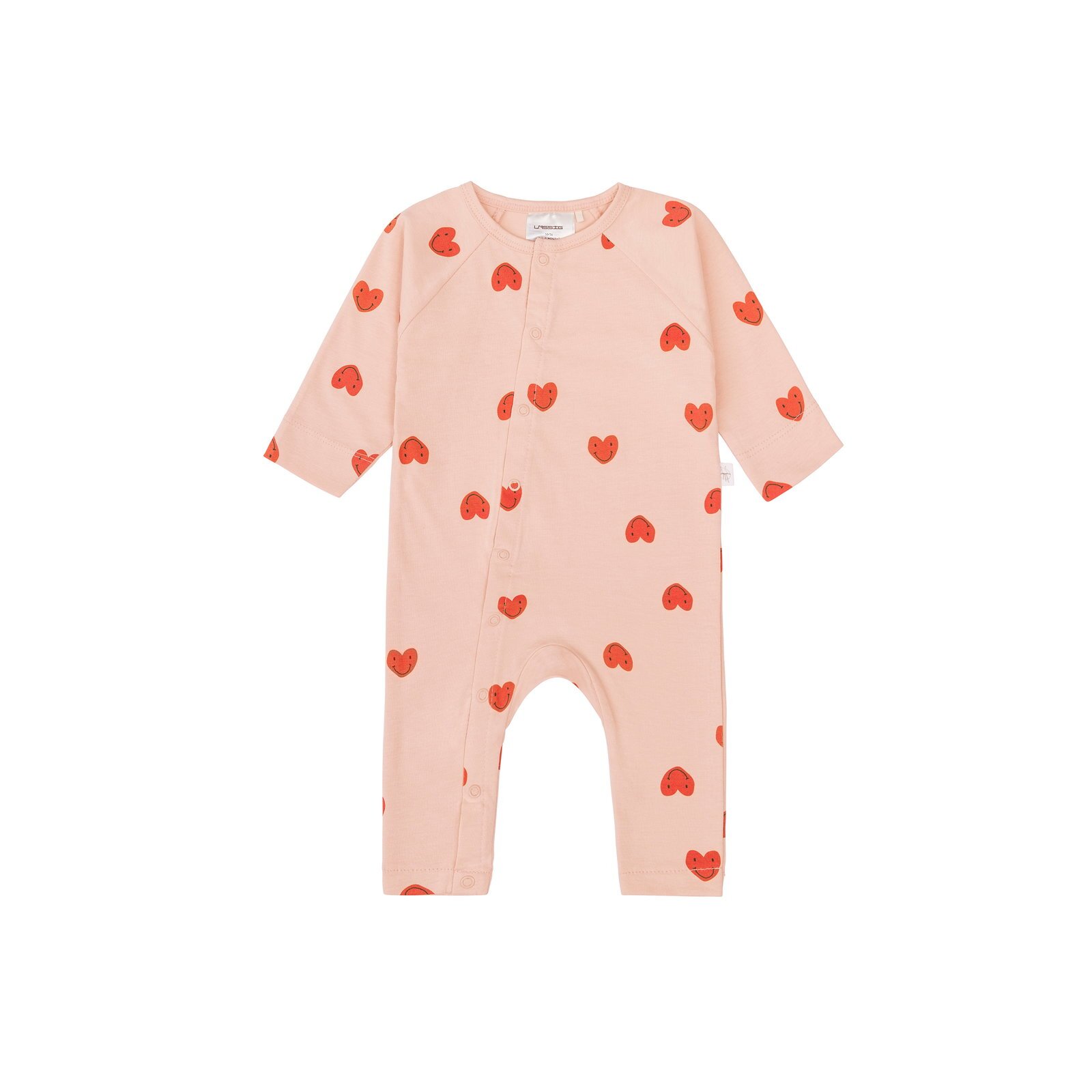 Lässig - Baby Schlafoverall - Bio-Baumwolle, Herzen, Rosa, Gr. 50/56