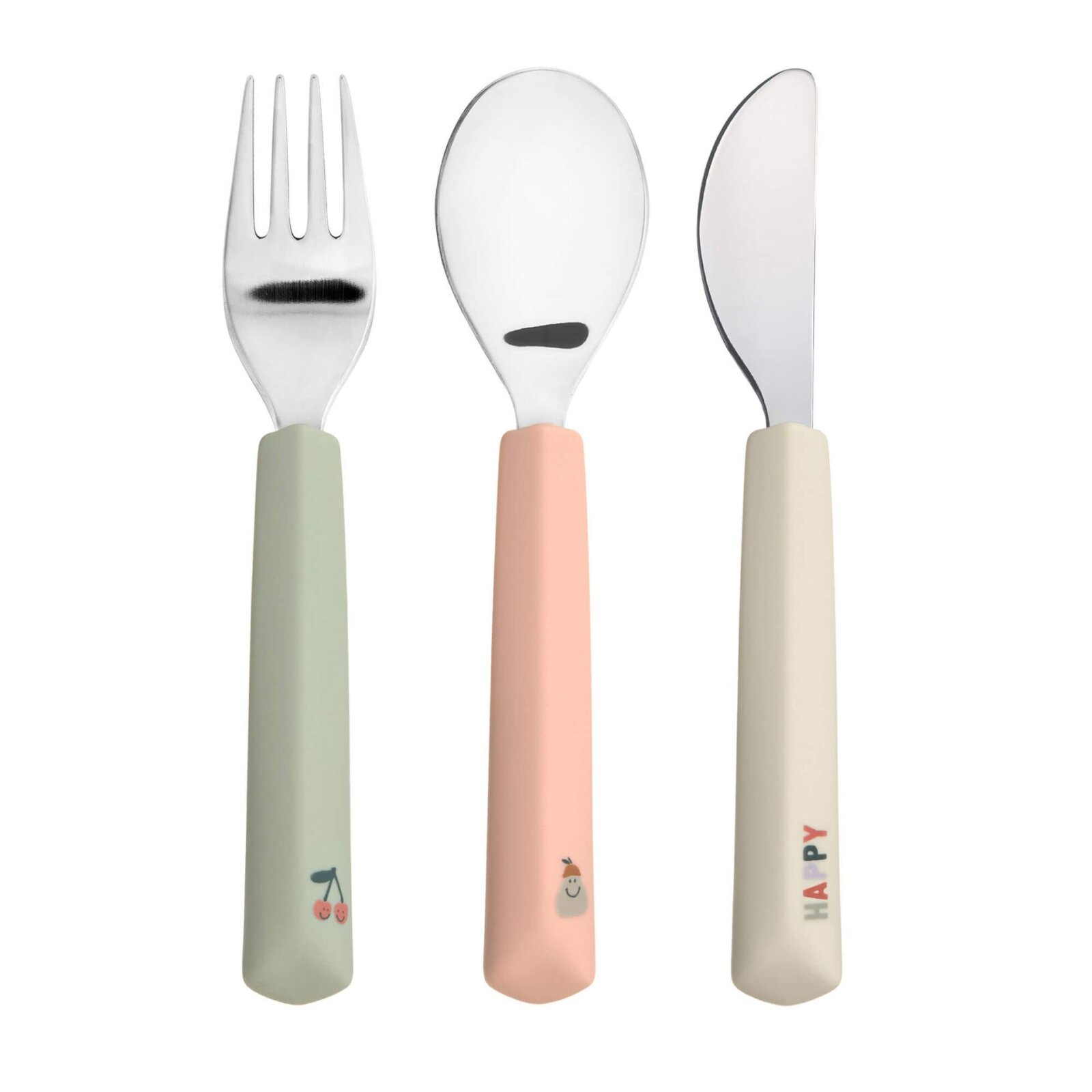 Lässig - Kinderbesteck mit Silikongriff (Gabel, Löffel, Messer) - Happy Fruits, Kirsche (2)