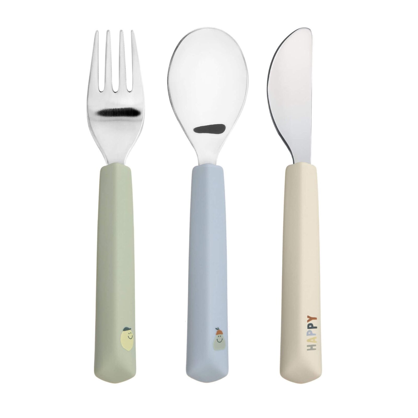 Lässig - Kinderbesteck mit Silikongriff (Gabel, Löffel, Messer) - Happy Fruits, Zitrone (2)