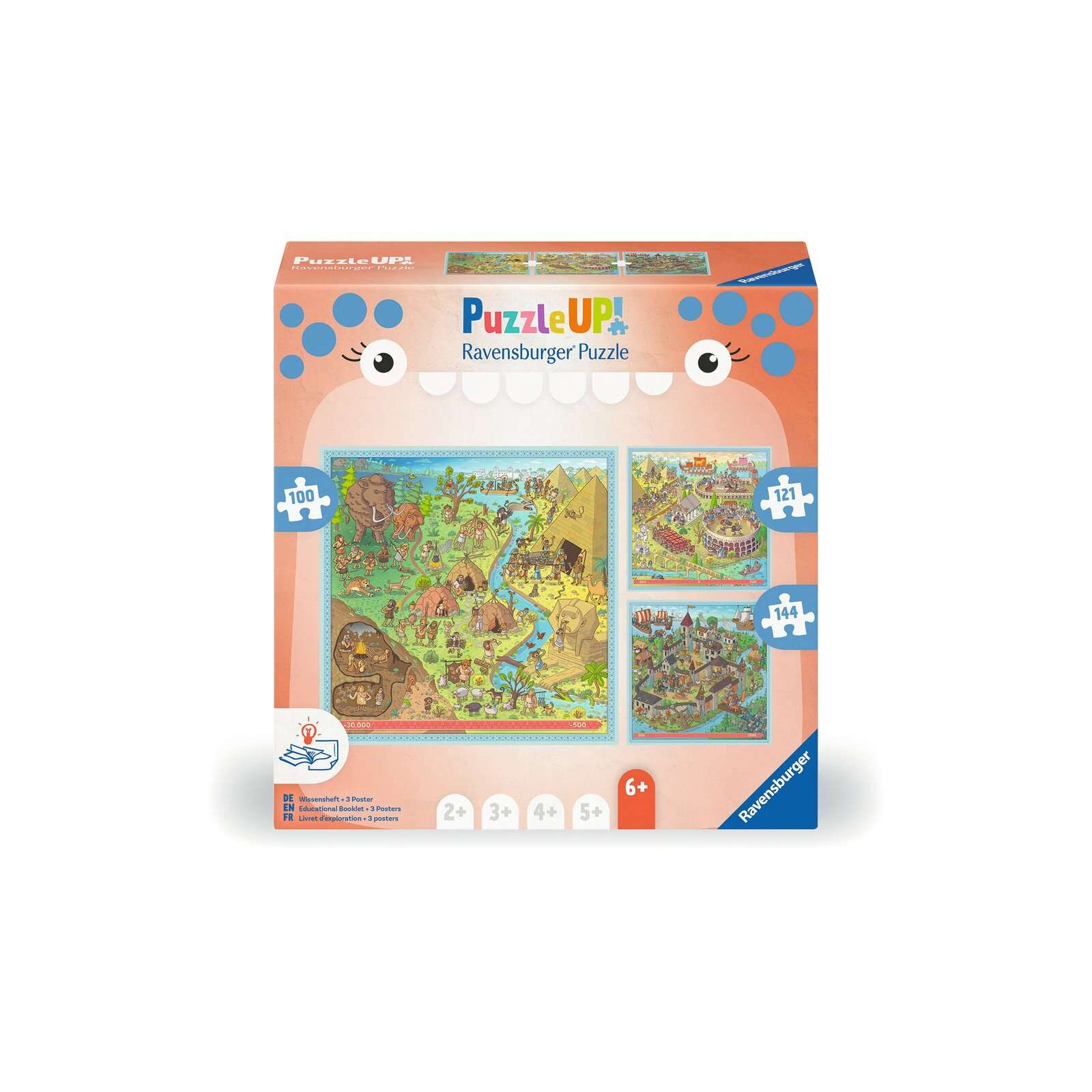 Ravensburger - Puzzle UP! - 365 Teile - ab 6 Jahre Geschichte - Steinzeit, Altes Rom, Mittelalter