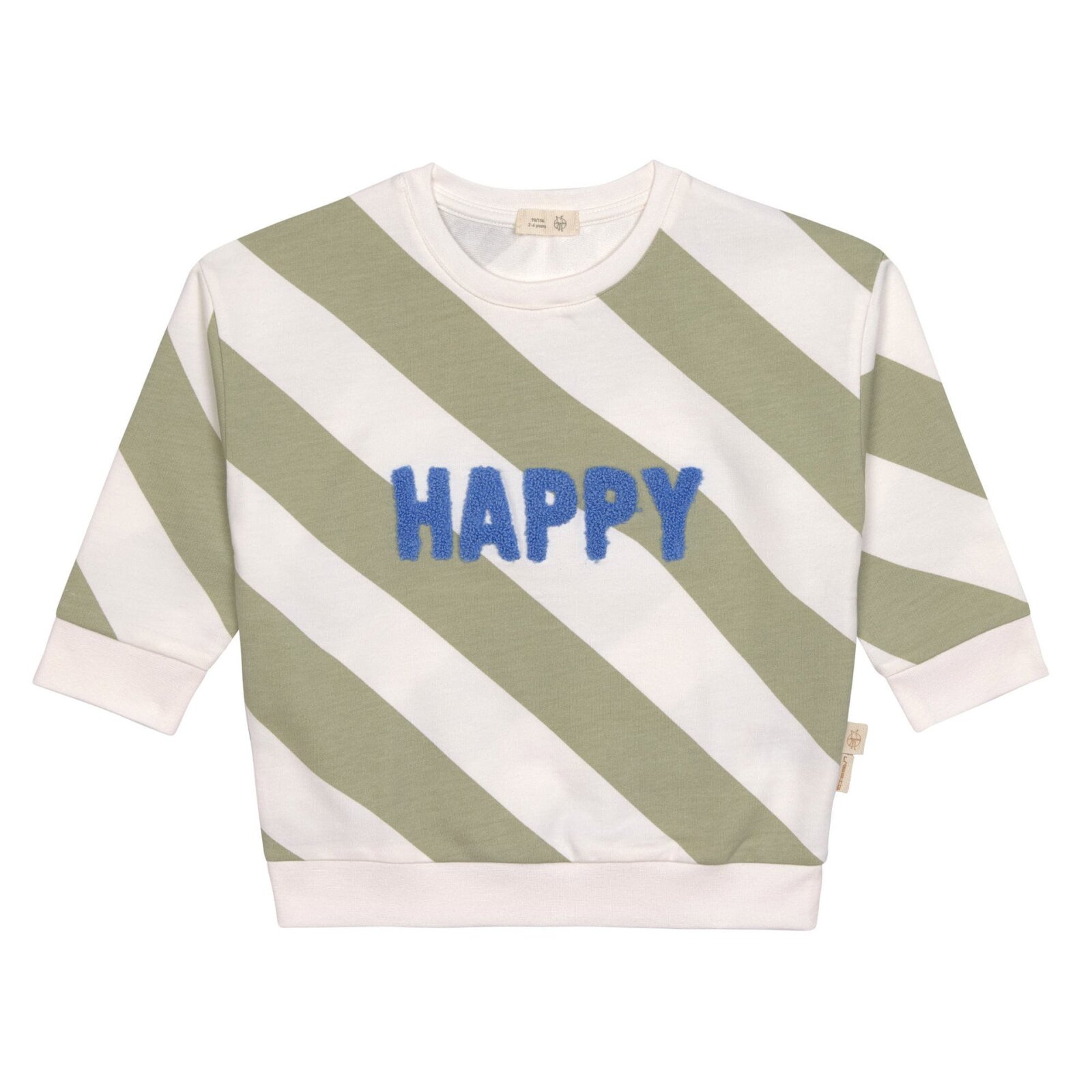 Lässig - Kinder Pullover Bio-Baumwolle Happy - Milky/Light Khaki, Gr. 74/80